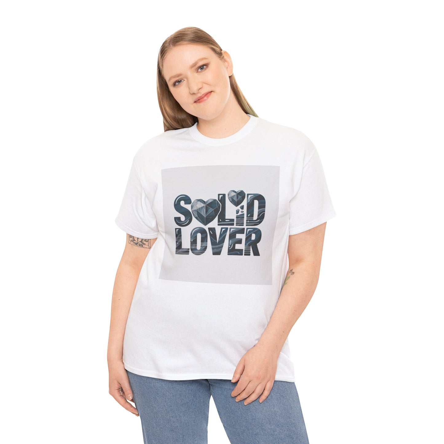 Solid Lover T‑Shirt — Bold Heart Typography Tee for Couples & Romance