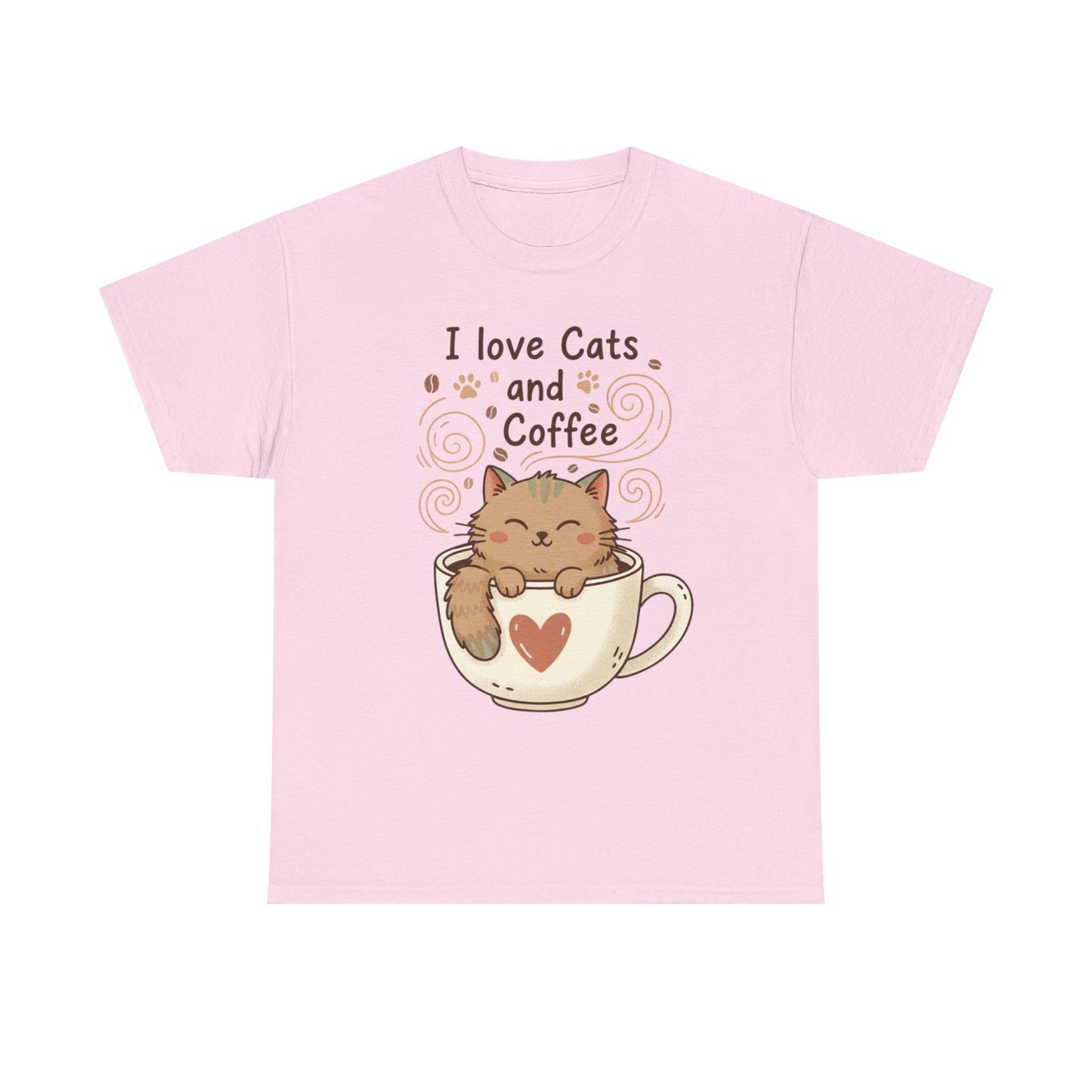 Cat and Coffee T‑Shirt — "I Love Cats and Coffee" Cute Cat in Mug Tee