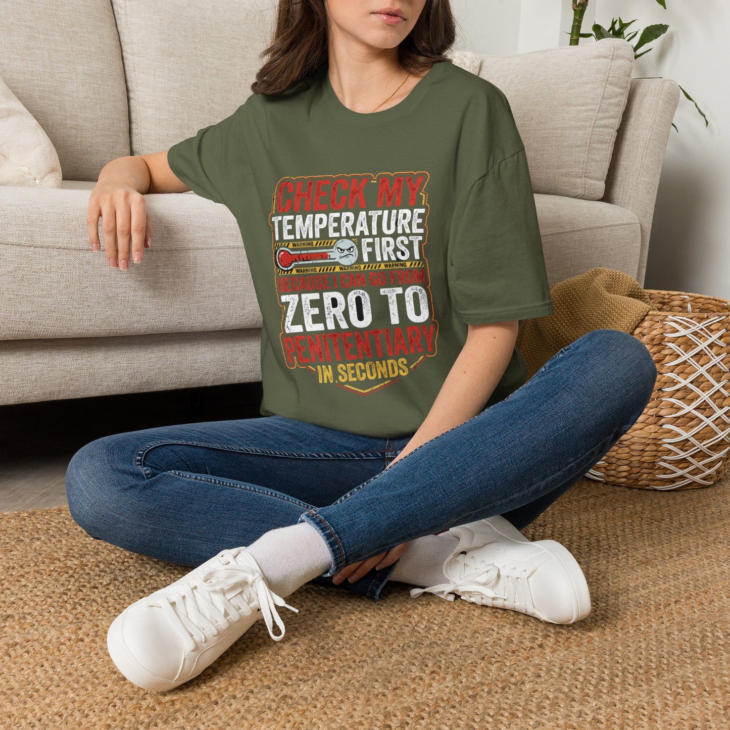 Check My Temperature First T‑Shirt — Funny Mood Thermometer Tee