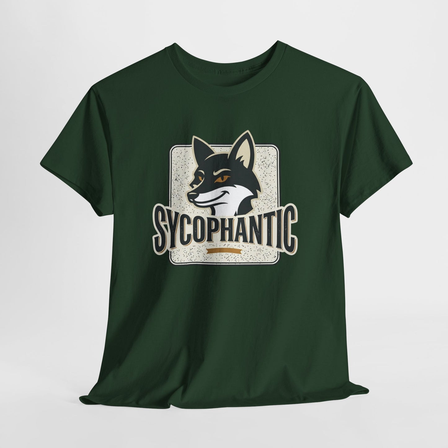 Sycophantic Fox Graphic Tee — Retro Animal Logo T-Shirt