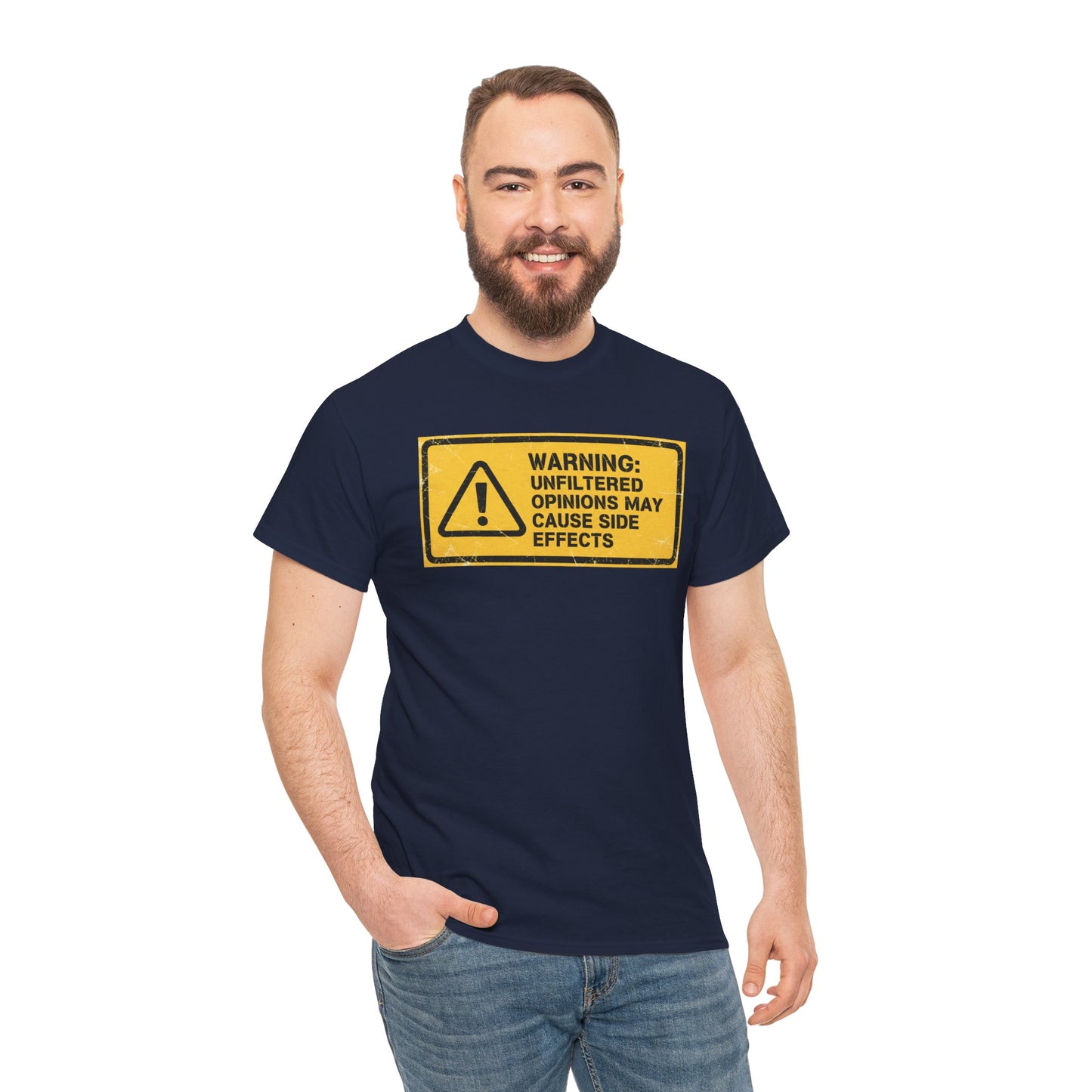 T-Shirt — "Warning: Unfiltered Opinions May Cause Side Effects" Graphic Tee