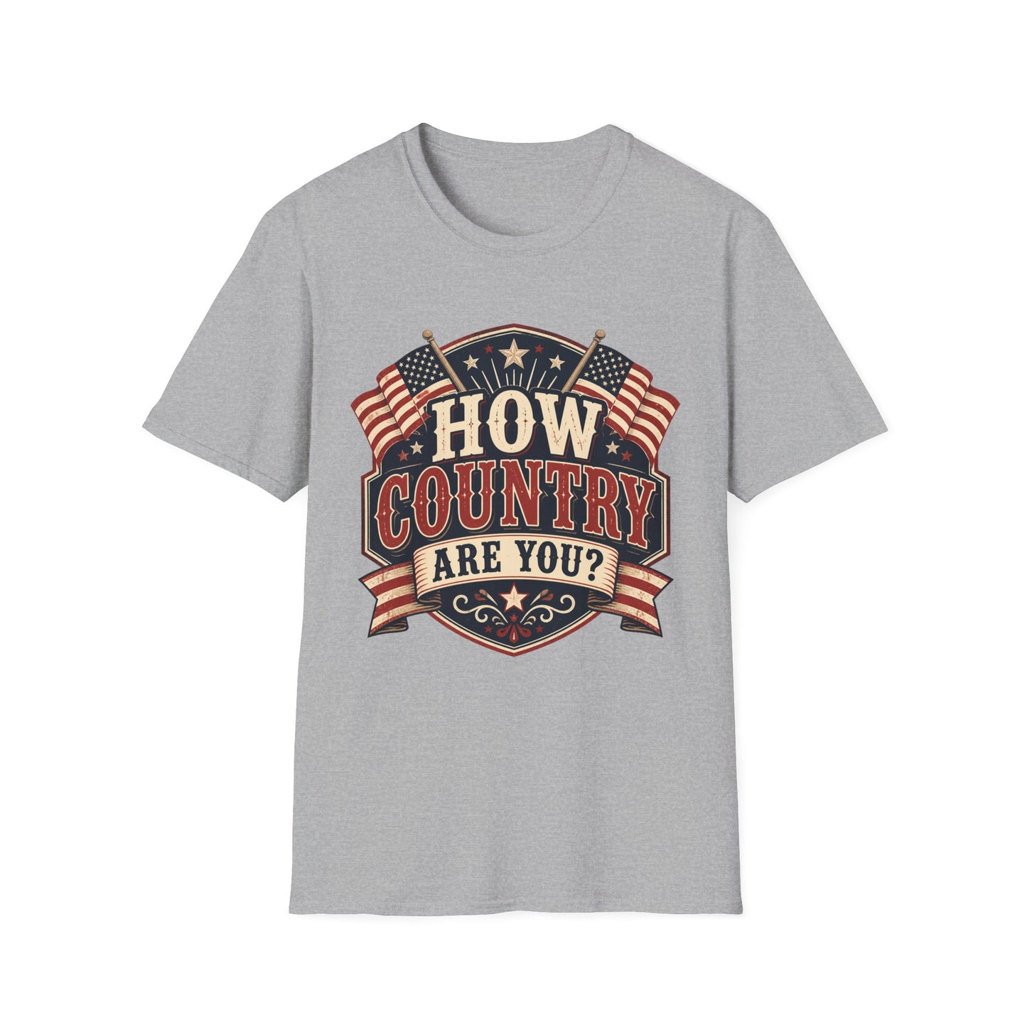 How Country Are You? T-Shirt — Vintage American Flag Country Graphic Tee