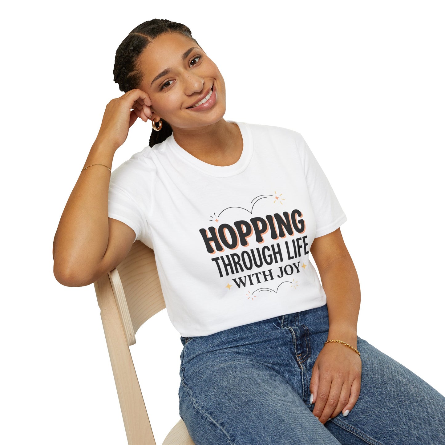 Hopping Through Life Tee — "Hopping Through Life with Joy" Inspirational Graphic T-Shirt