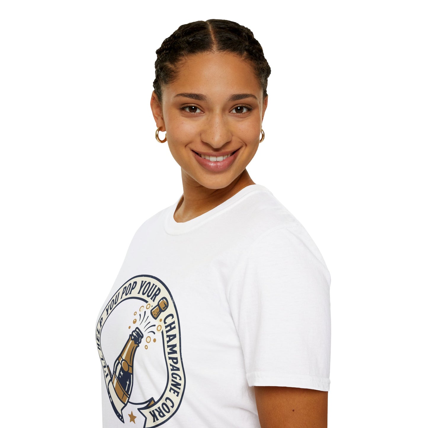 Champagne Cork Pop T-Shirt – "I’ll Help You Pop Your Champagne Cork" Celebration Tee