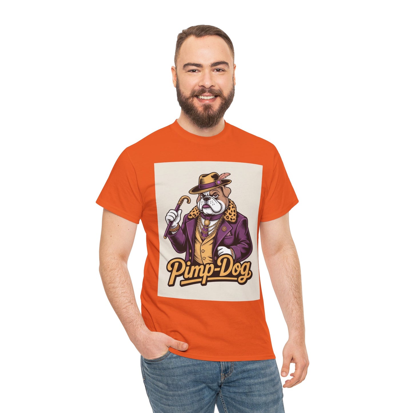 Pimp-Dog Graphic Tee — Retro Bulldog Character Shirt Printify
