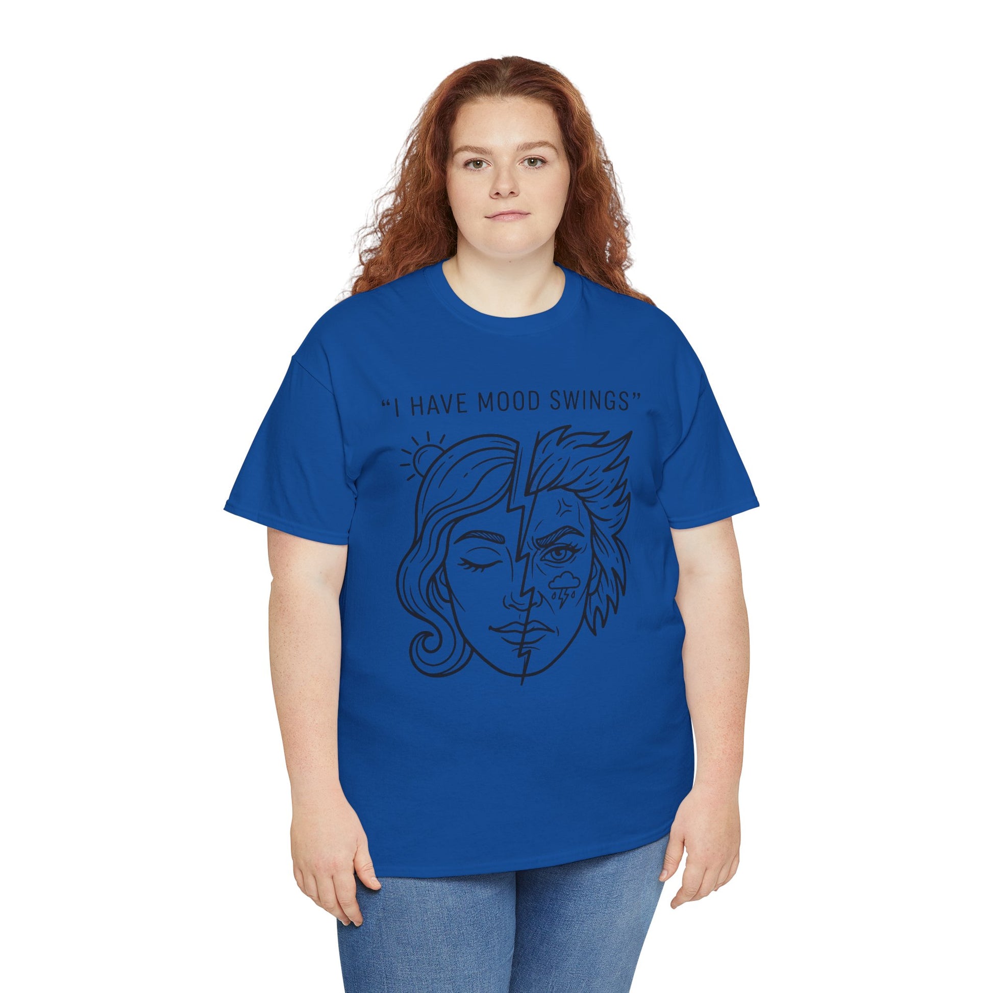 Mood Swings Graphic Tee — Split Face Line Art "I Have Mood Swings" T-Shirt Printify