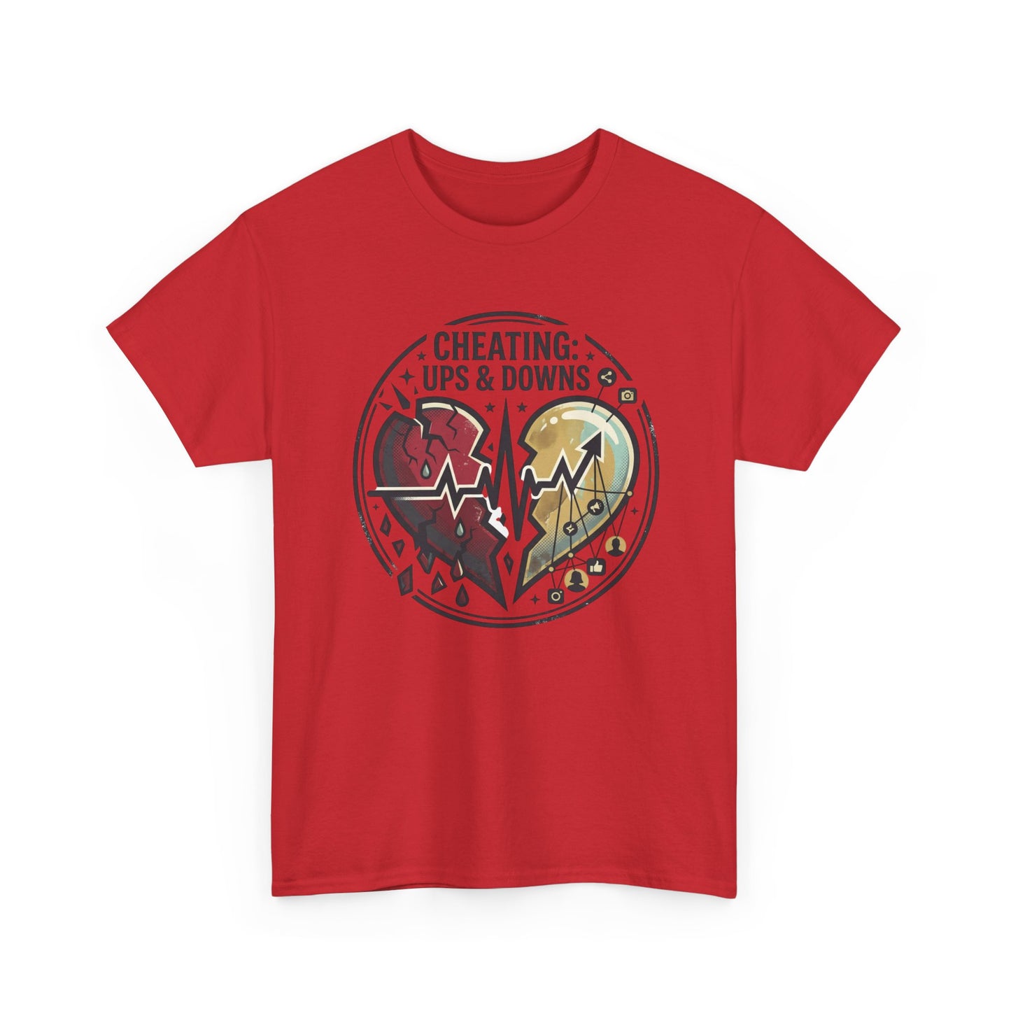Cheating: Ups & Downs Broken Heart Graphic Tee Printify