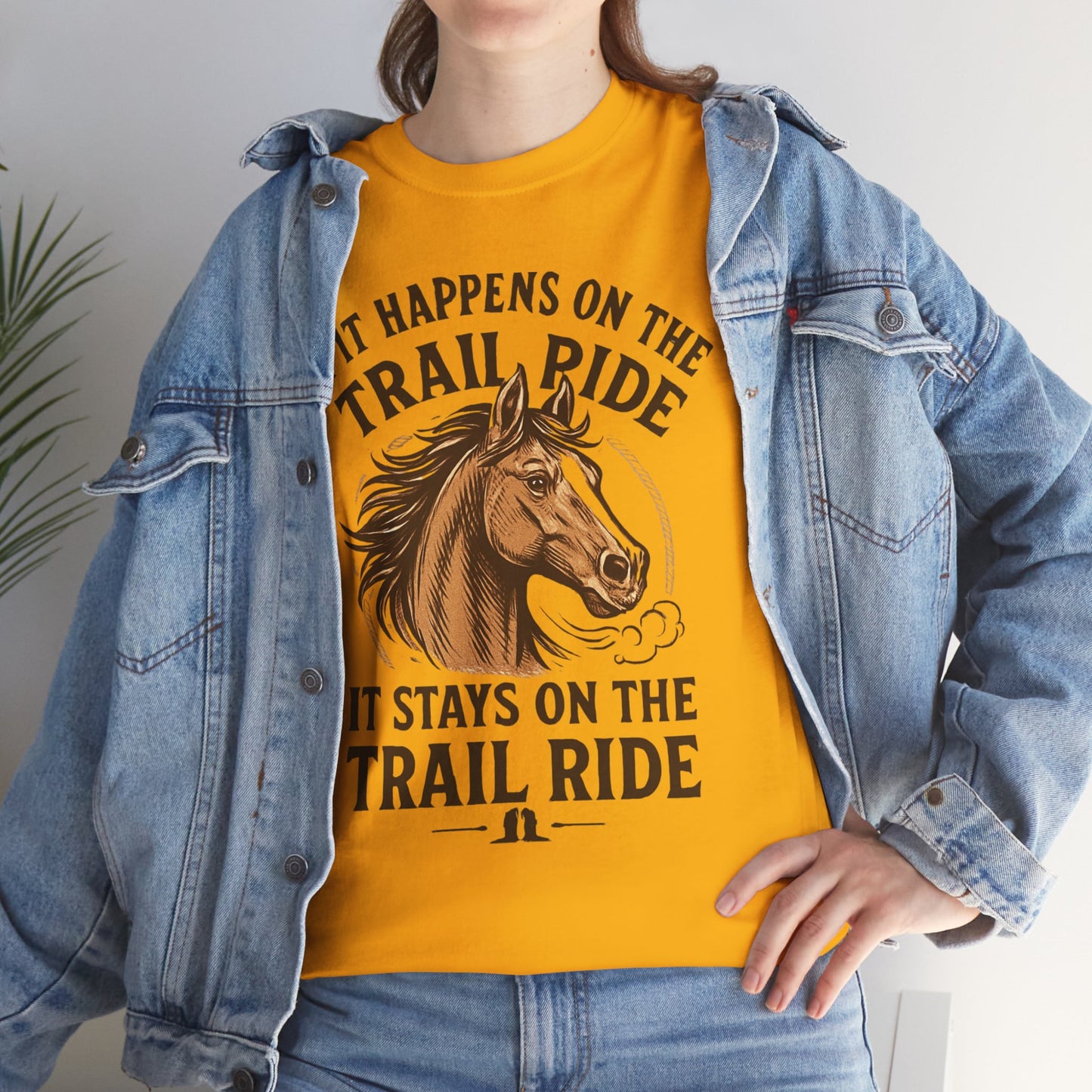 Trail Ride T-Shirt — "If It Happens On The Trail Ride, It Stays On The Trail Ride" Horse Tee