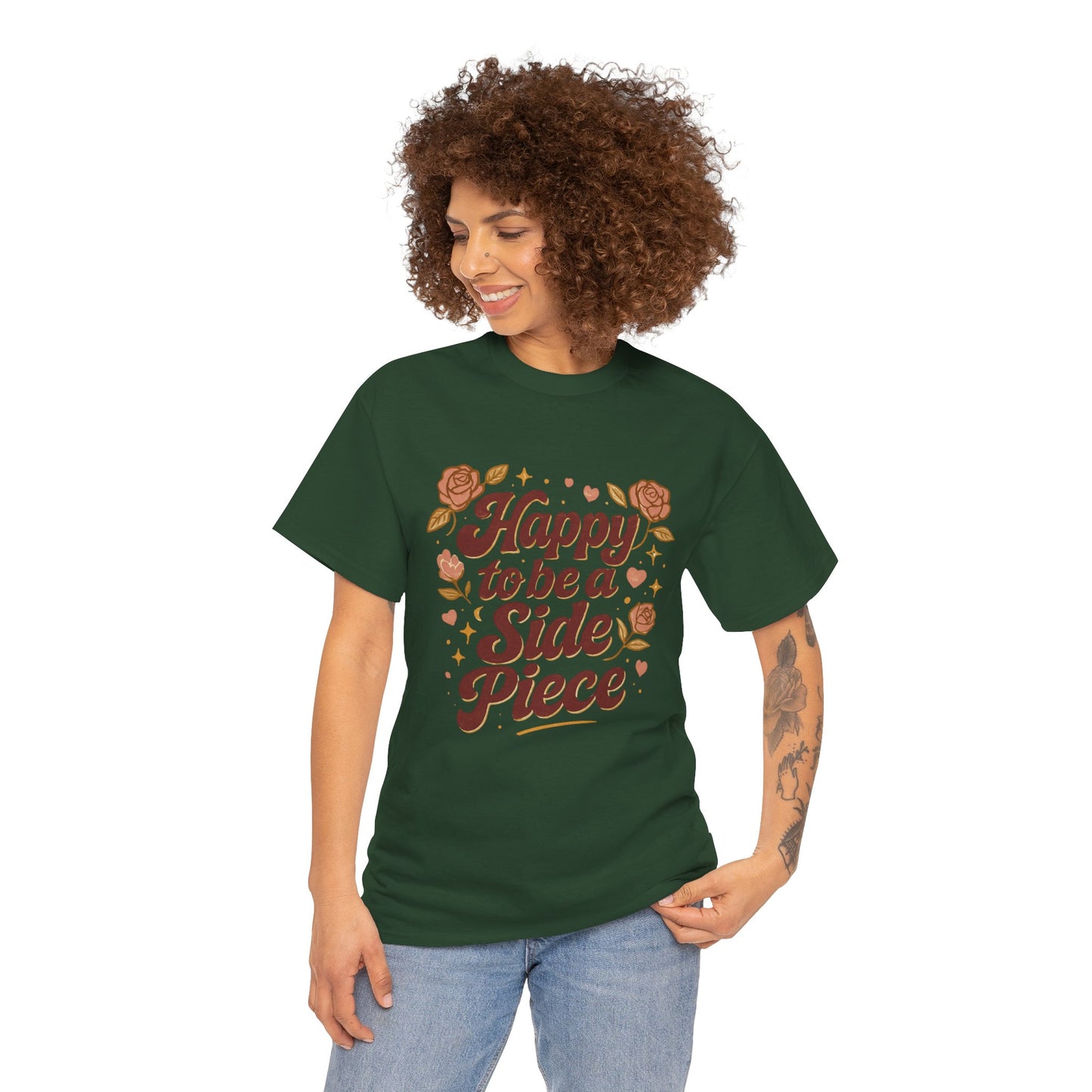 Happy to Be a Side Piece Tee — Retro Floral Statement T-Shirt