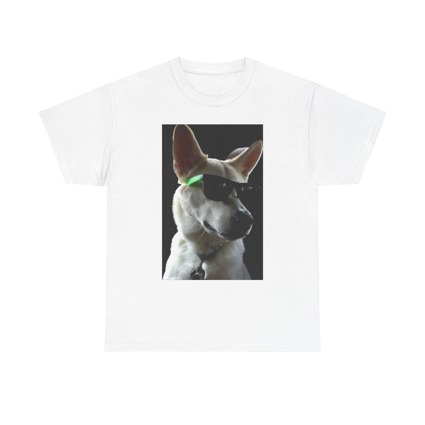 Cyberpunk Dog Photo Tee — Futuristic Bull Terrier Graphic T-Shirt Printify