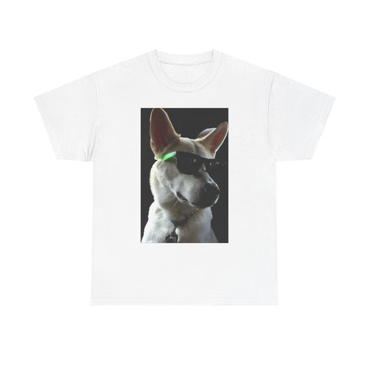 Cyberpunk Dog Photo Tee — Futuristic Bull Terrier Graphic T-Shirt Printify