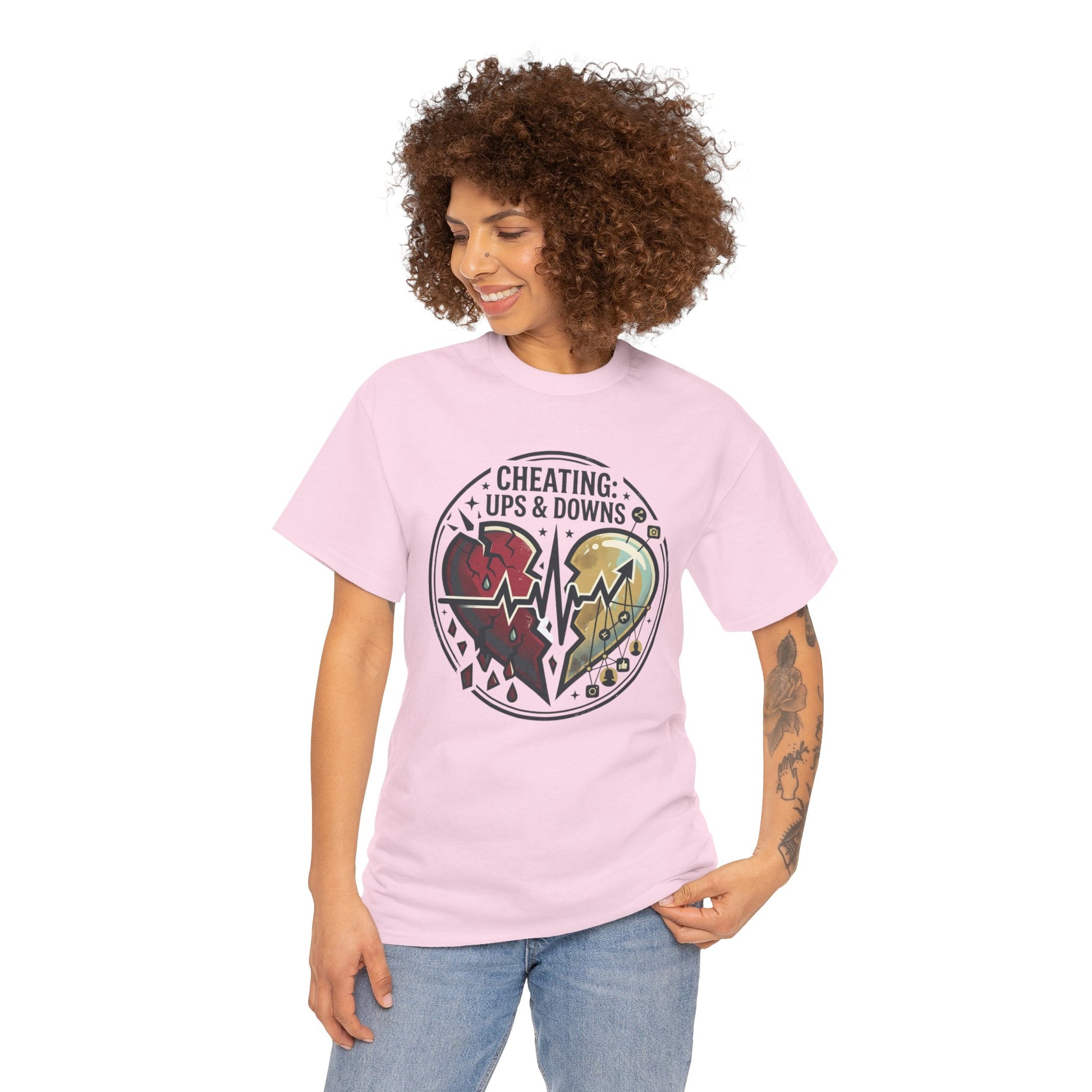 Cheating: Ups & Downs Broken Heart Graphic Tee Printify