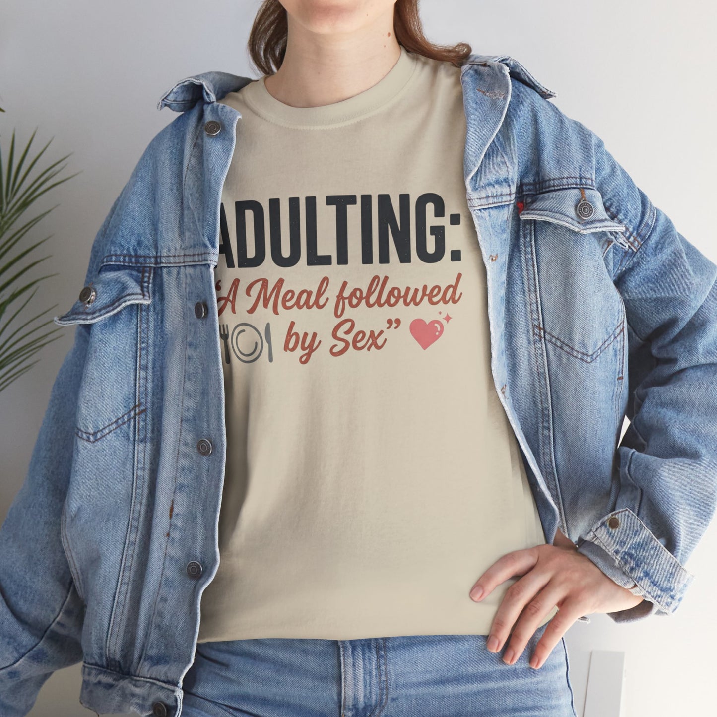 Adulting T‑Shirt – "Adulting: A Meal Followed by Sex" Funny Graphic Tee Printify