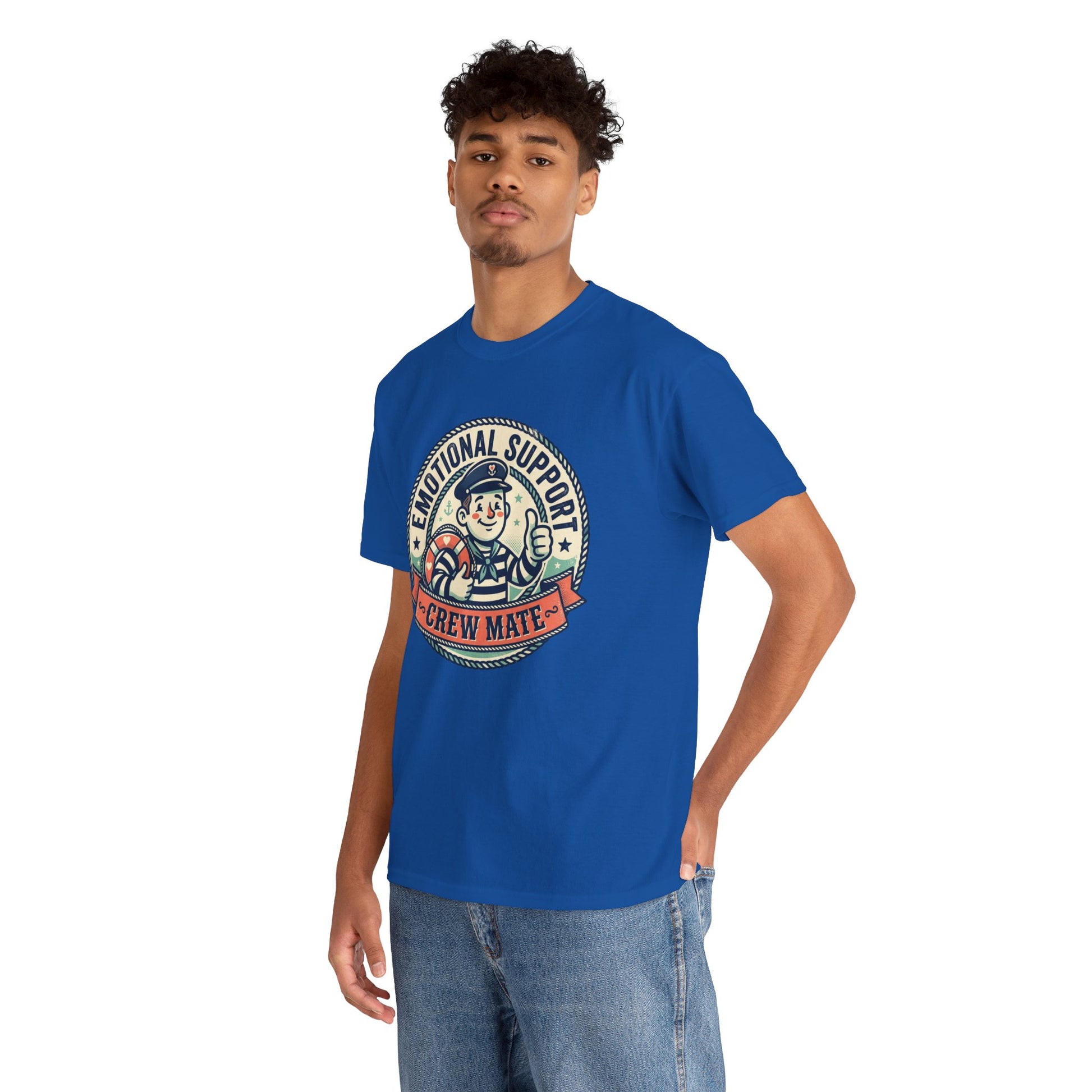 Emotional Support Crew Mate T‑Shirt — Retro Nautical Crewmate Tee Printify