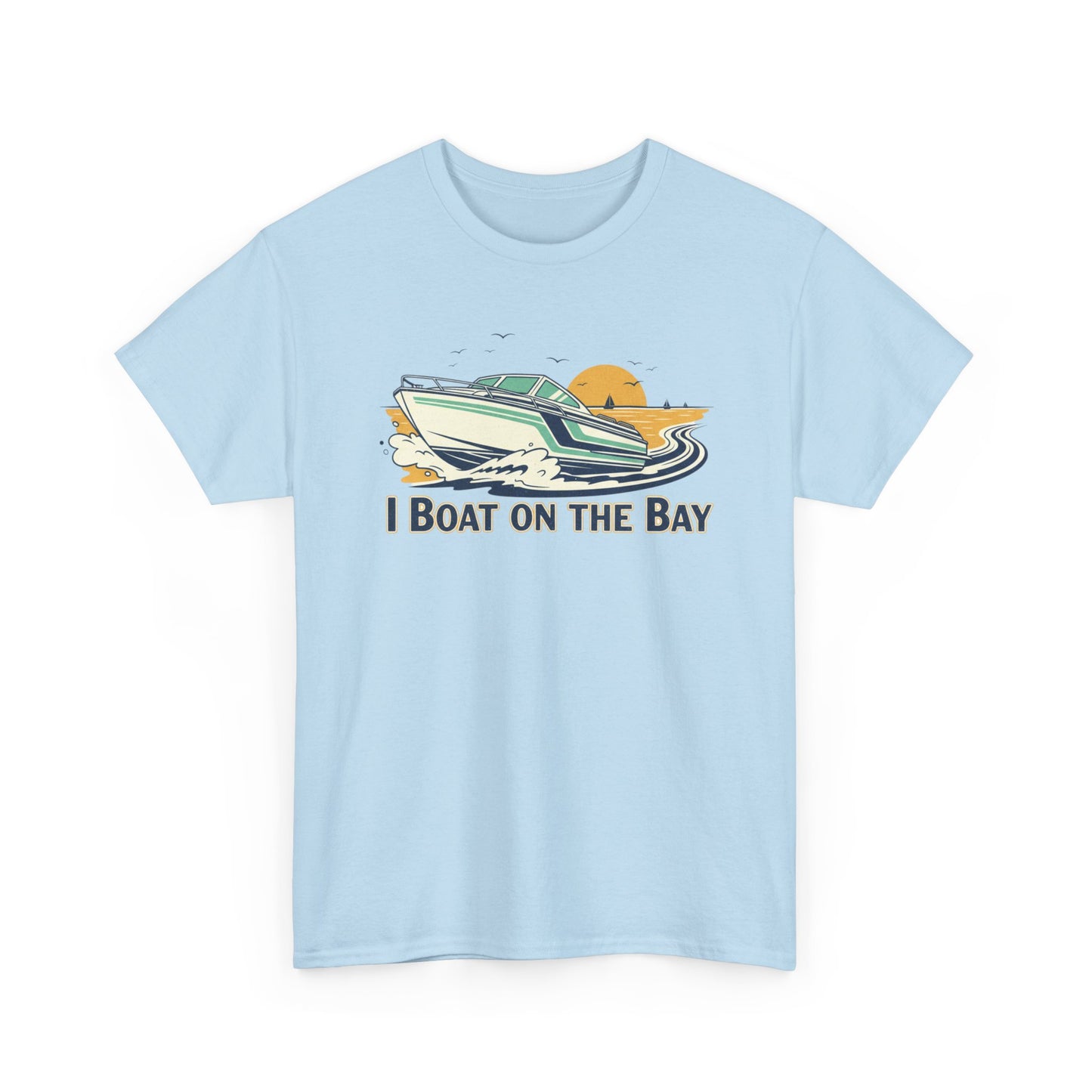 Boat on the Bay T-Shirt — Retro Motorboat Sunset Tee Printify