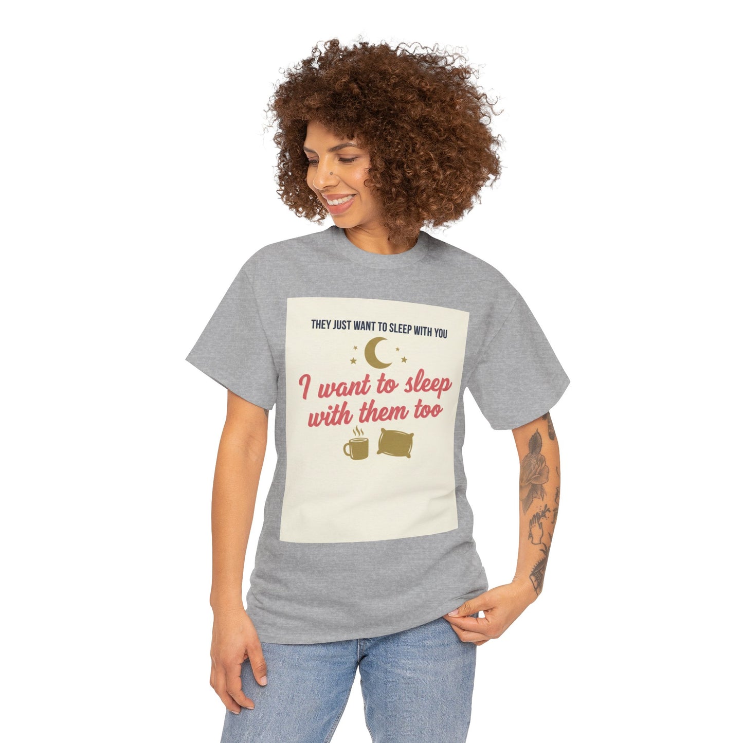 Sleepy Cats T-Shirt — "I Want to Sleep with Them Too" Cute Nighttime Pet Tee