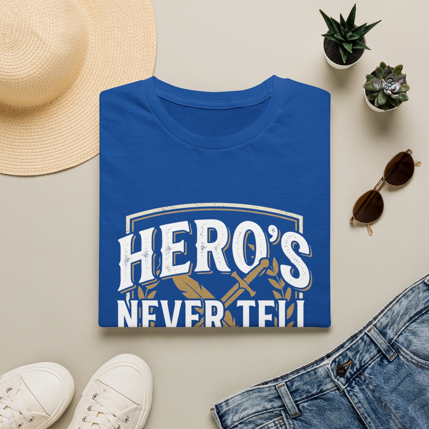 Hero's Never Tell T-Shirt — 'Hero's Never Tell Their Own Story' Graphic Tee for Veterans & First Responders
