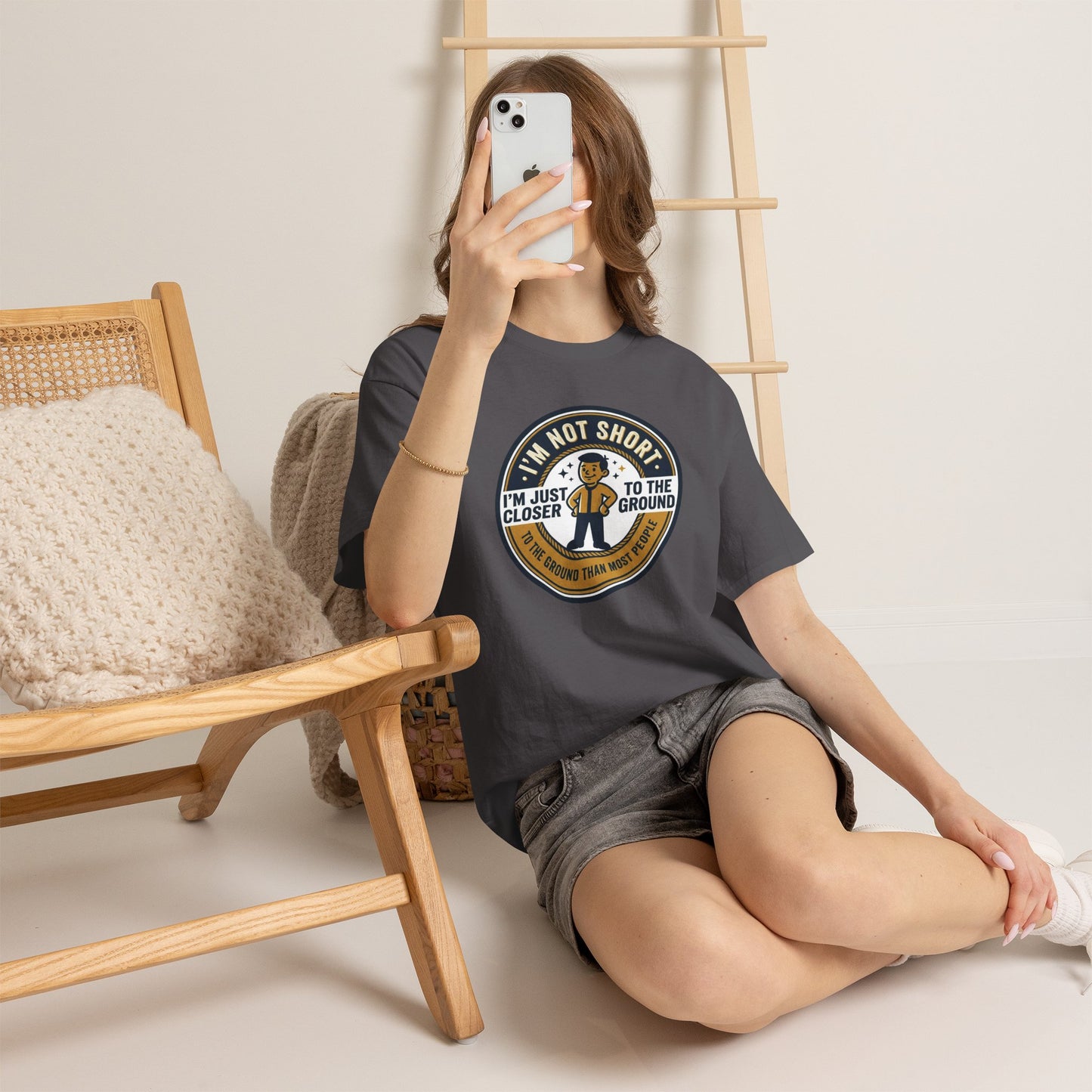 "I'm Not Short, I'm Just Closer to the Ground" Funny Short Height Graphic Tee