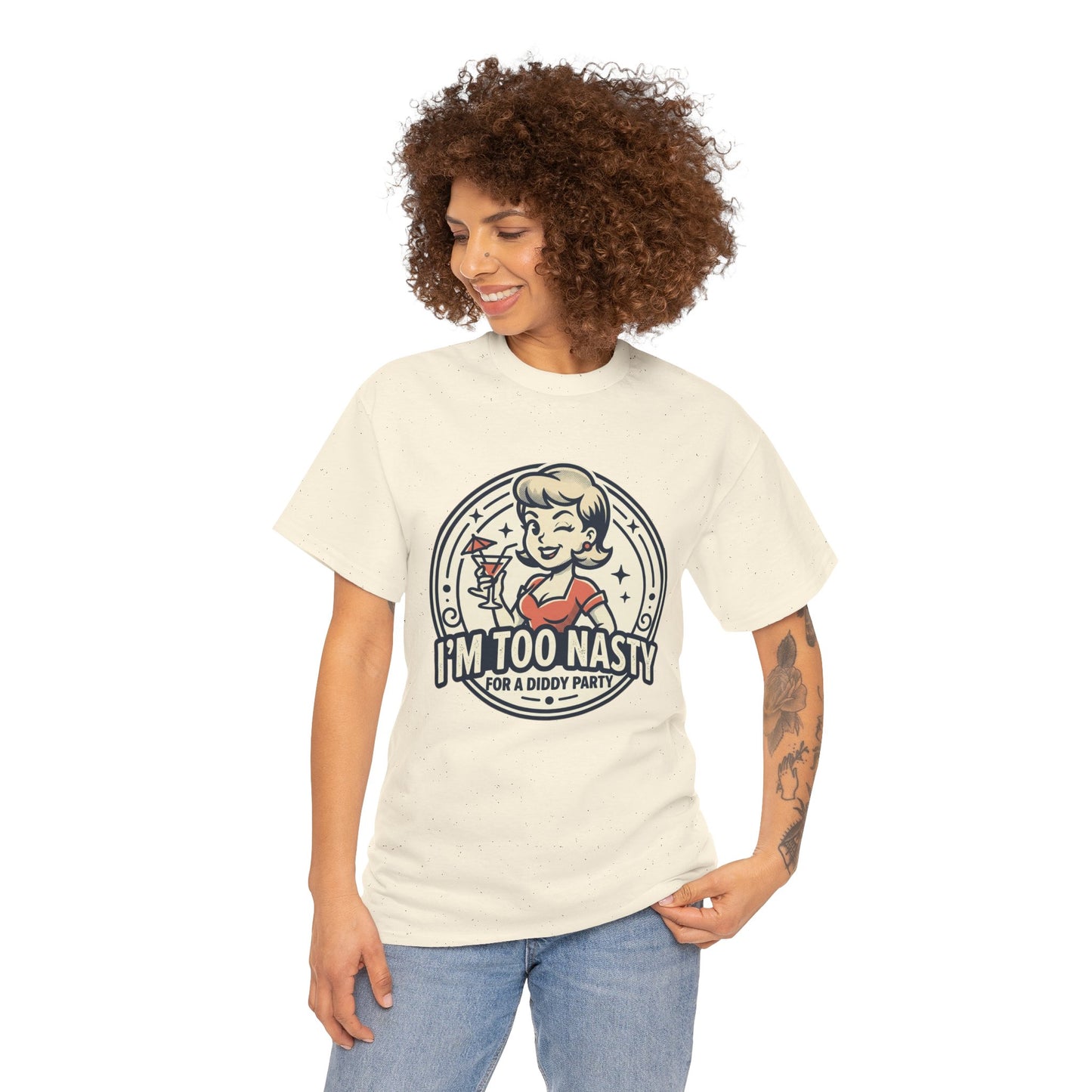 "I'm Too Nasty for a Diddy Party" Retro Cocktail Graphic Tee