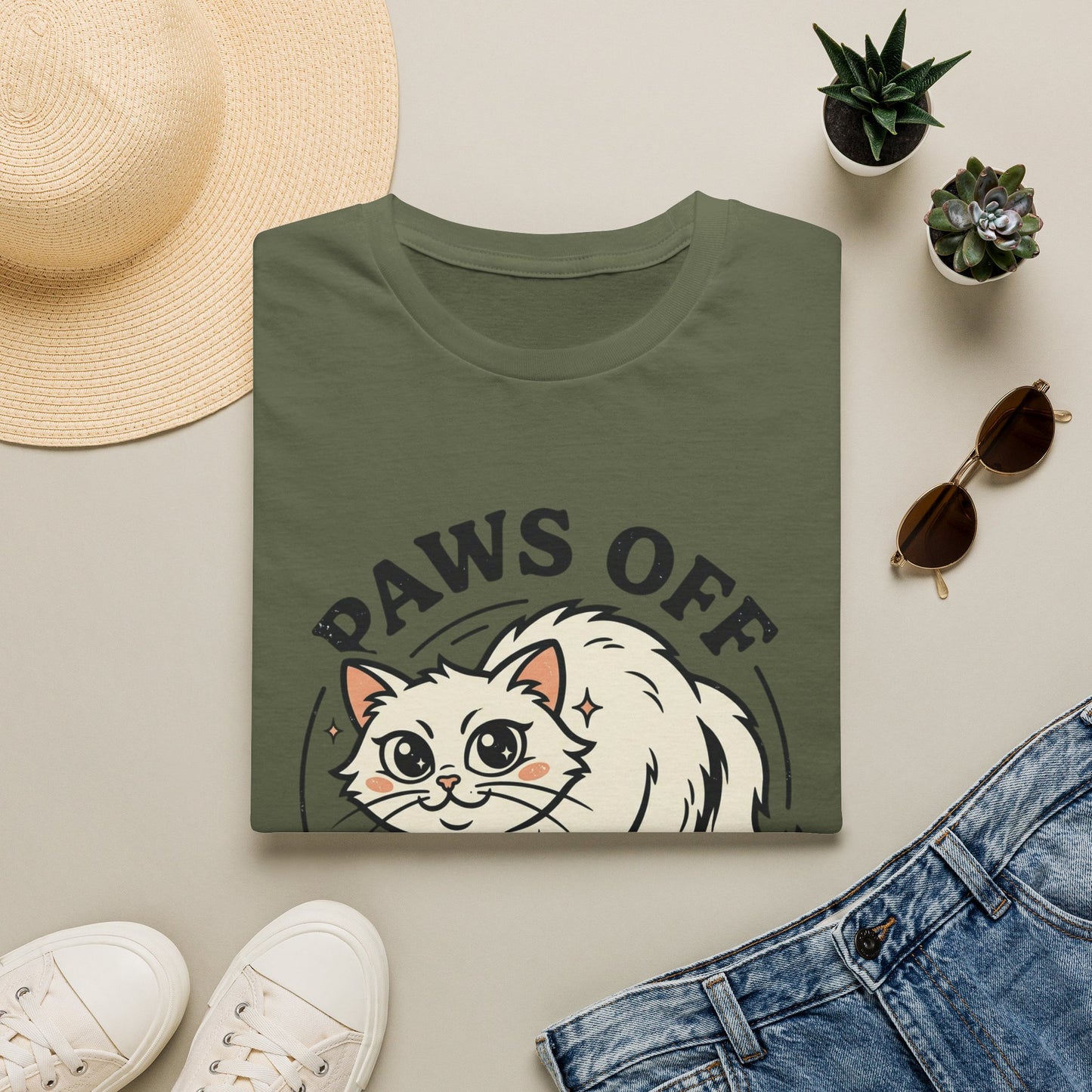 Paws Off My Kitty T-Shirt — Cute Protective Cat Graphic Tee