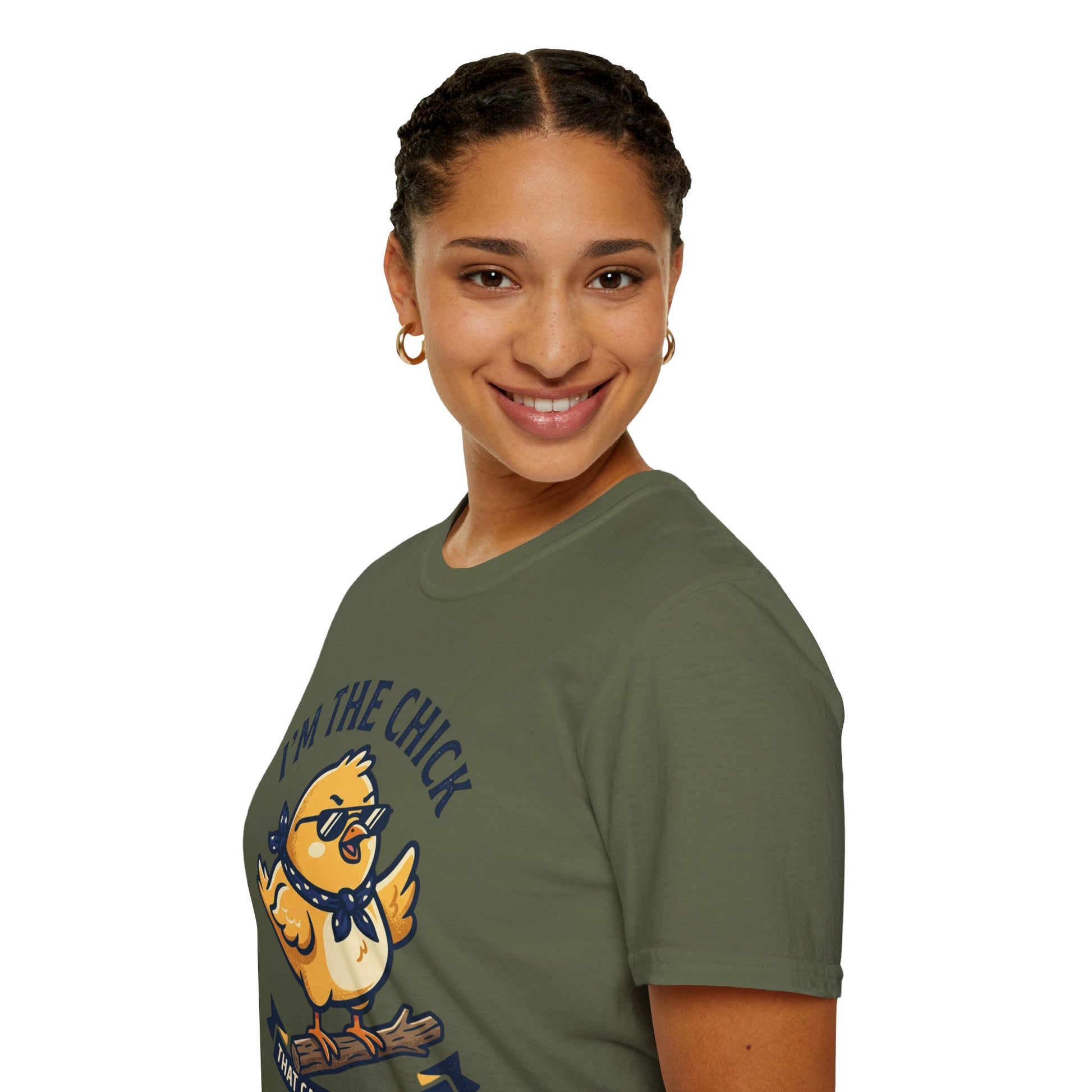 I’m the Chick That Can Take a Stick T-Shirt — Cute Tough Chick Graphic Tee Printify