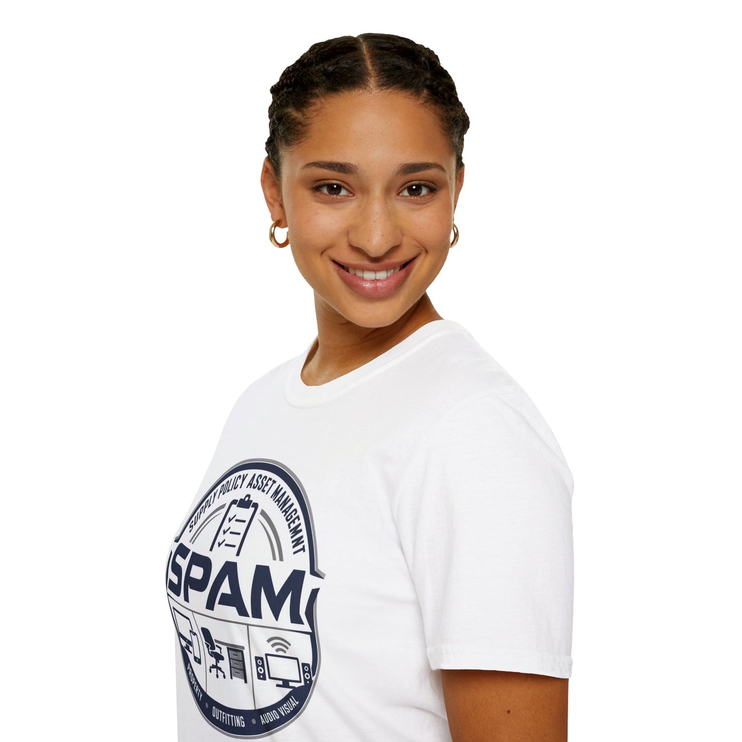 SPAM Supply Policy Asset Management T-Shirt — Logistics/ IT / Admin Graphic Tee