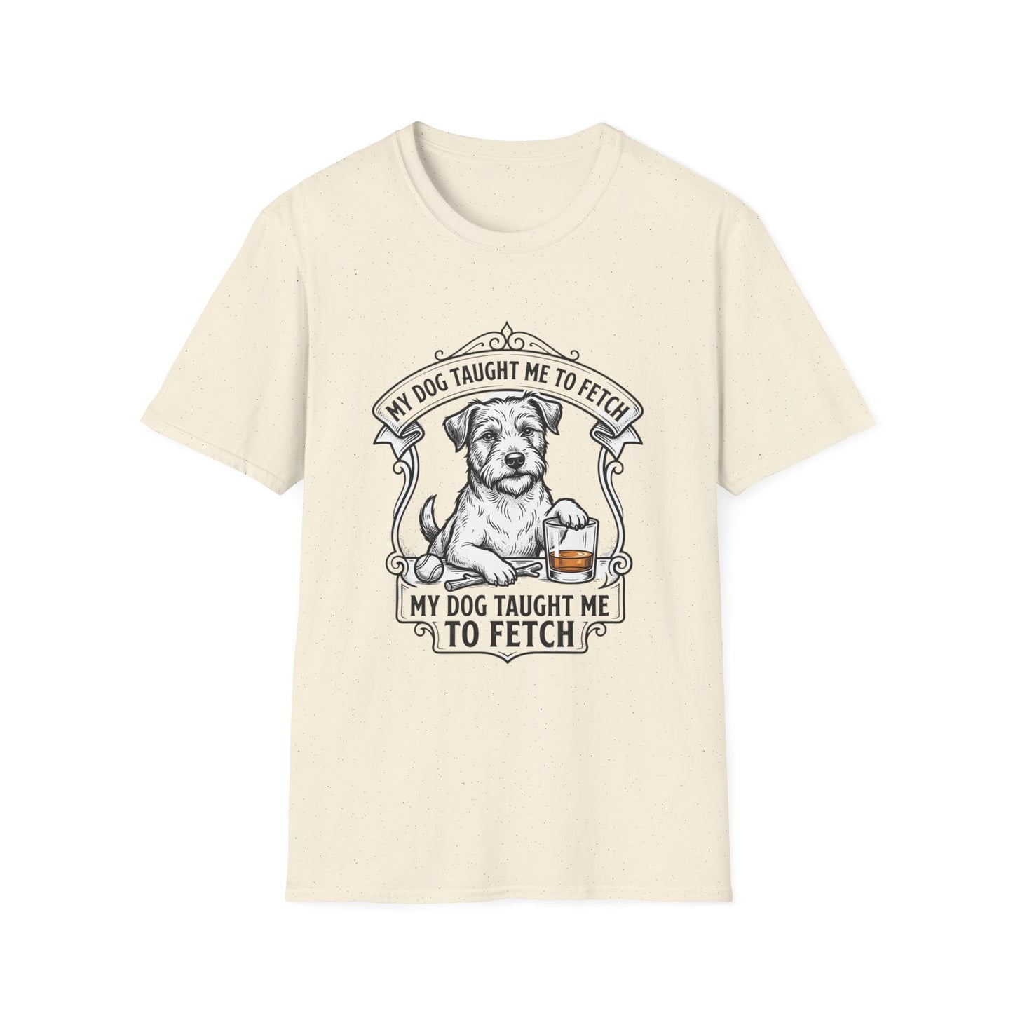 "My Dog Taught Me to Fetch" Vintage Pup Graphic Tee-Dog T-Shirt