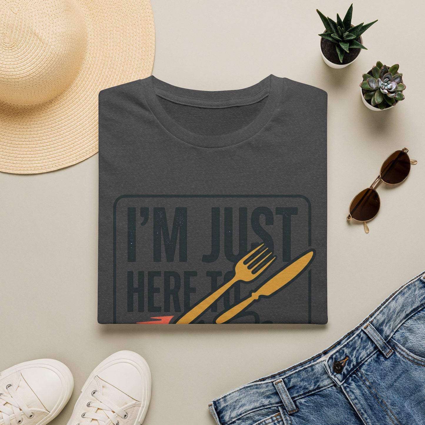 I'm Just Here to Eat and Run T-Shirt — Funny Runner & Foodie Tee