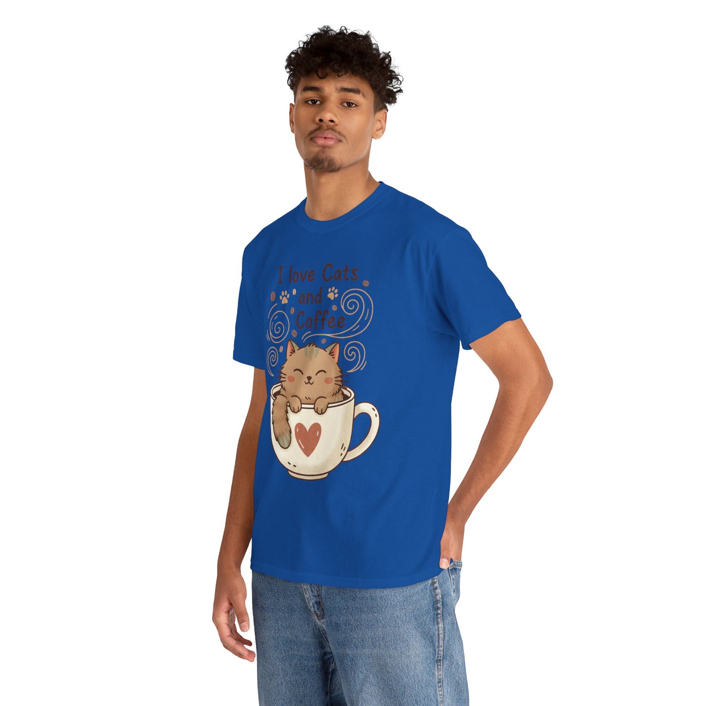 Cat and Coffee T‑Shirt — "I Love Cats and Coffee" Cute Cat in Mug Tee