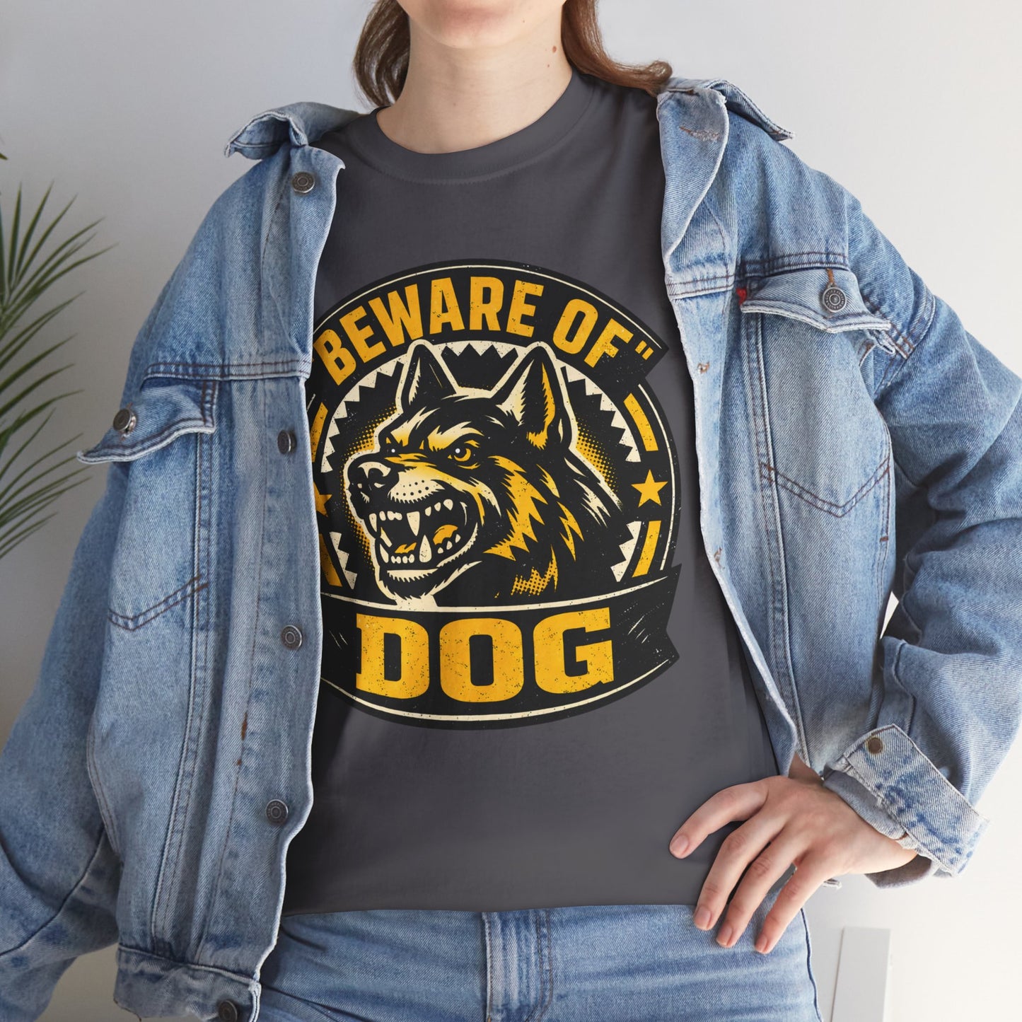 Beware of Dog T-Shirt — Retro Aggressive Dog Warning Graphic Tee Printify