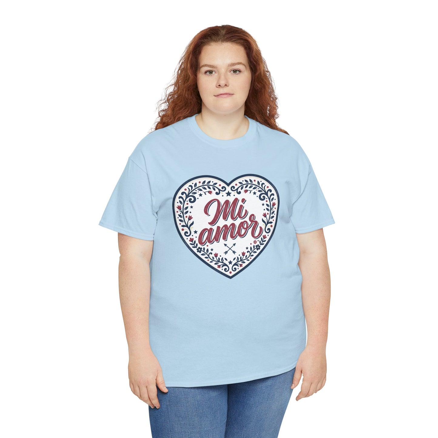 Mi Amor Heart T-Shirt — Romantic Floral Graphic Tee for Valentine’s Day