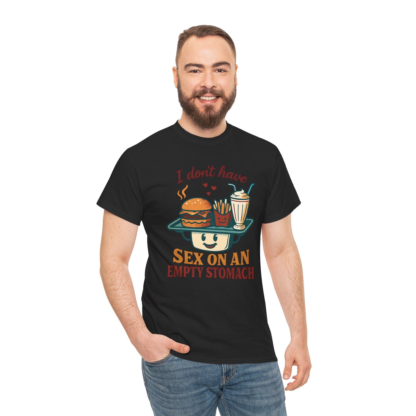"I Don't Have Sex on an Empty Stomach" Burger & Milkshake Funny T-Shirt