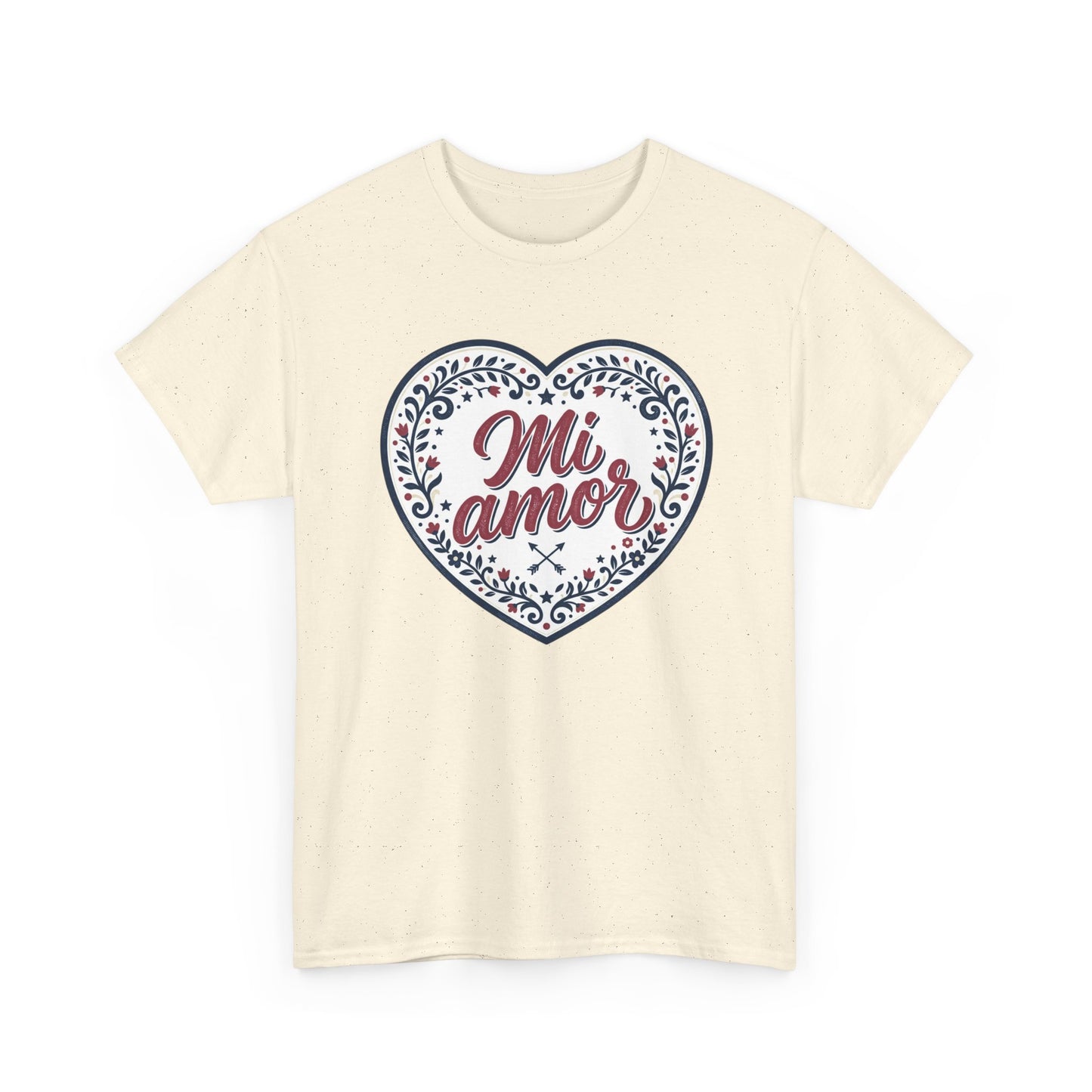 Mi Amor Heart T-Shirt — Romantic Floral Graphic Tee for Valentine’s Day