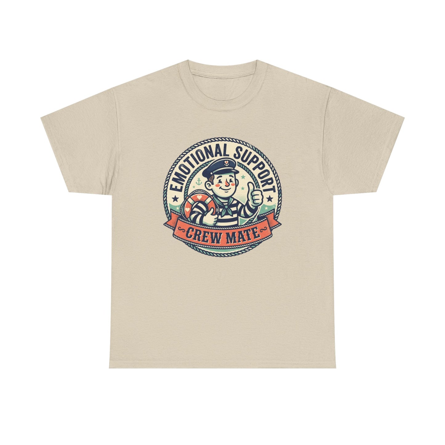 Emotional Support Crew Mate T‑Shirt — Retro Nautical Crewmate Tee Printify