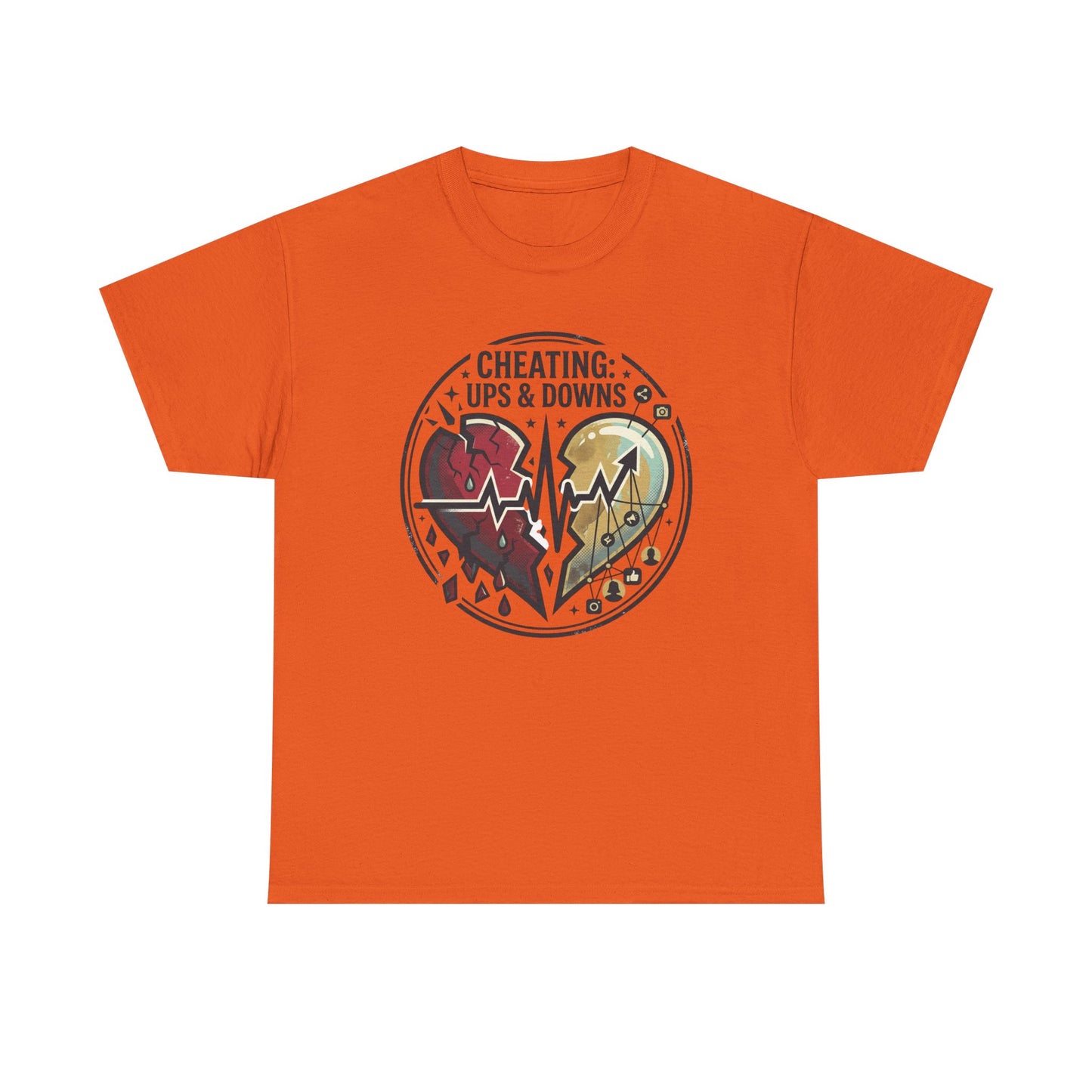 Cheating: Ups & Downs Broken Heart Graphic Tee Printify