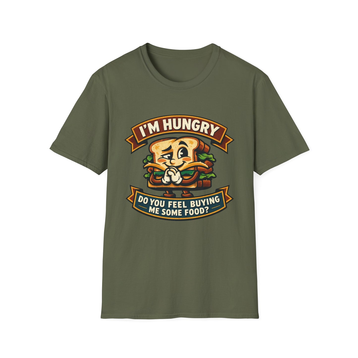 I'm Hungry Burger Graphic T-Shirt — "Do You Feel Buying Me Some Food?" Funny Foodie Tee