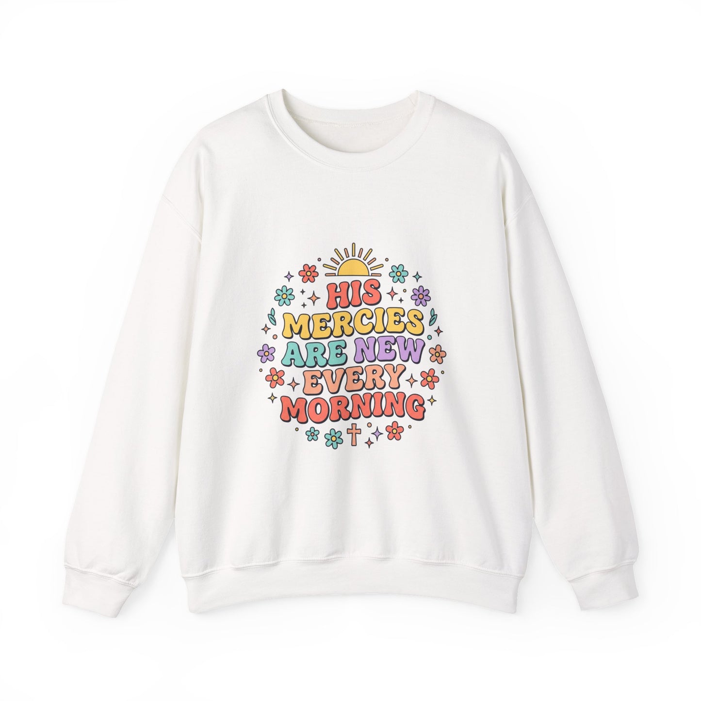His Mercies Are New Every Morning Sweatshirt | Christian, Pastel Groovy Encouragement