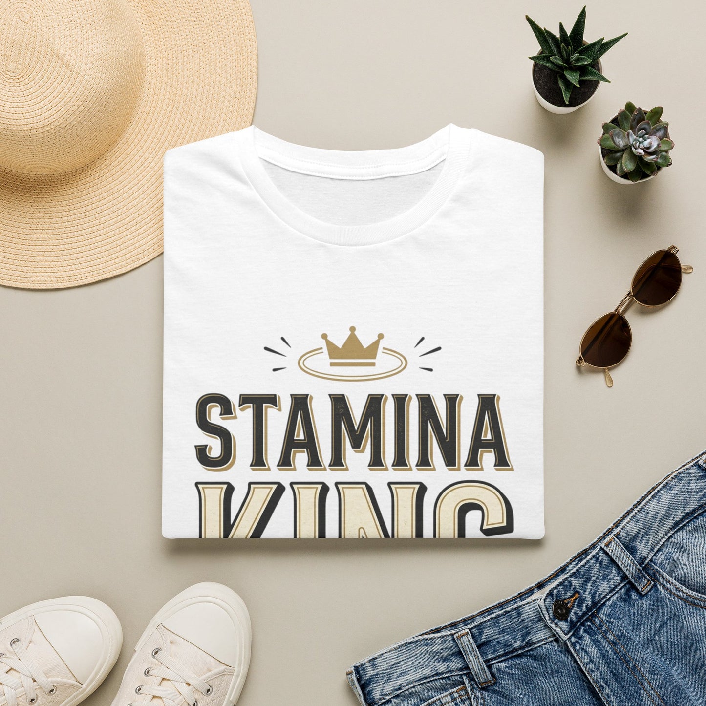 Stamina King T-Shirt — Bold Crown Fitness Tee for Workout Motivation