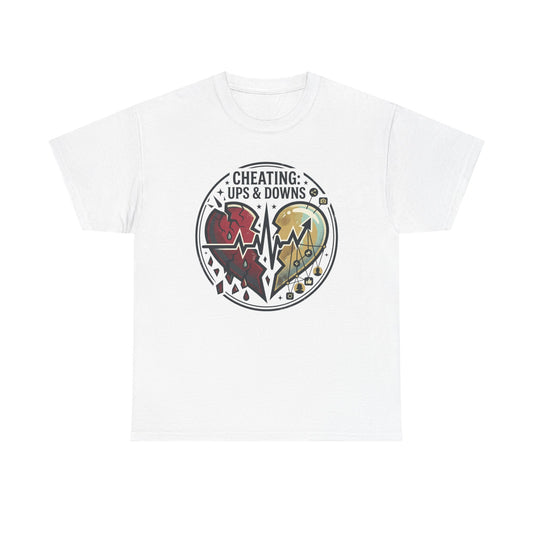 Cheating: Ups & Downs Broken Heart Graphic Tee Printify