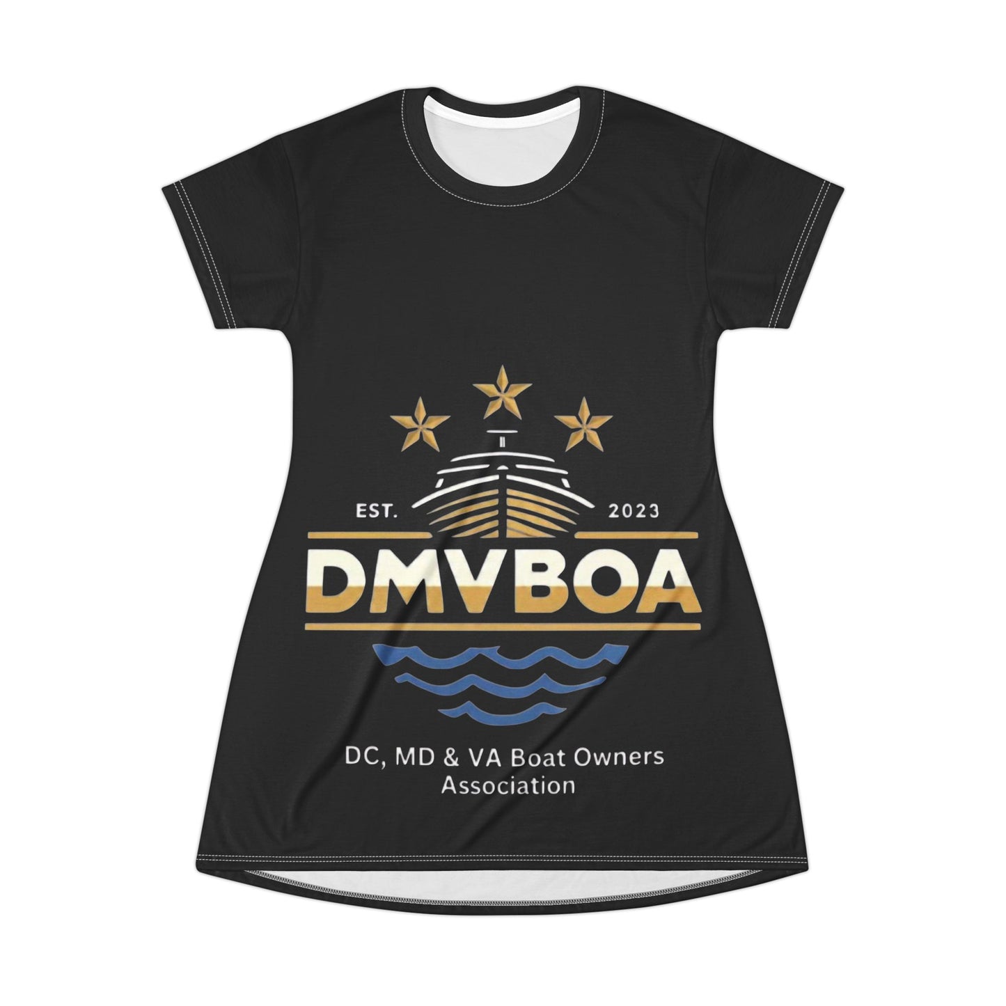 Boat Owners Association T‑Shirt Dress — DMVBOA DC MD VA Nautical Graphic Dress