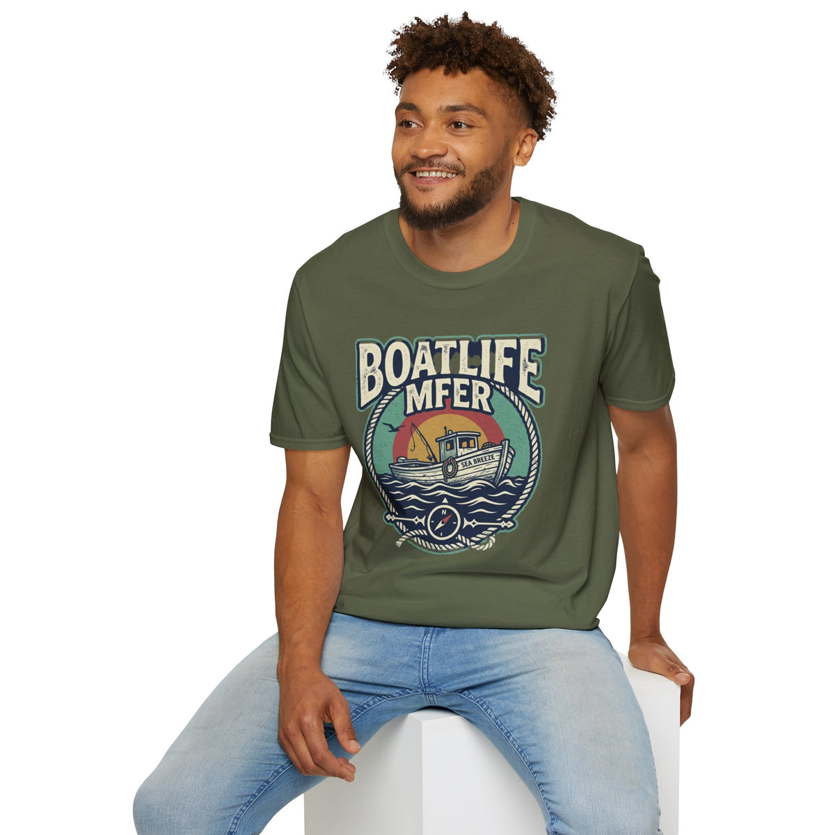Boat Life T-Shirt – Vintage Fishing Boat Graphic 'Boat Life MFER' Tee