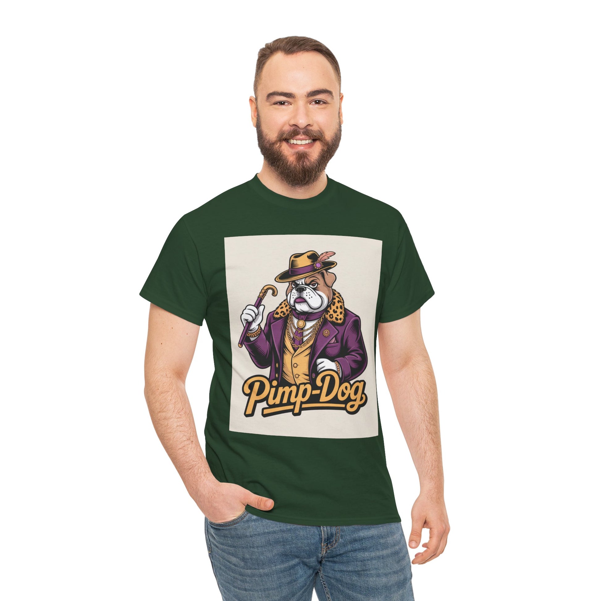 Pimp-Dog Graphic Tee — Retro Bulldog Character Shirt Printify