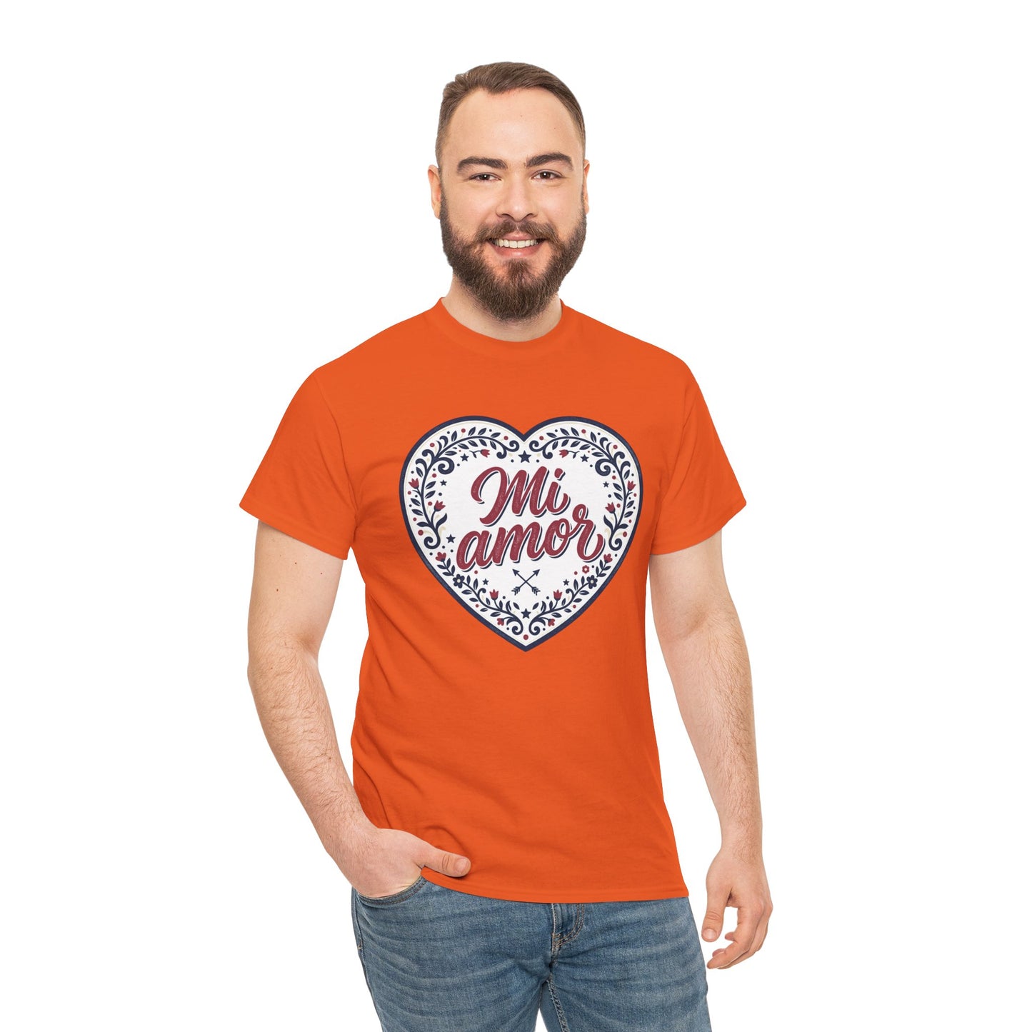 Mi Amor Heart T-Shirt — Romantic Floral Graphic Tee for Valentine’s Day