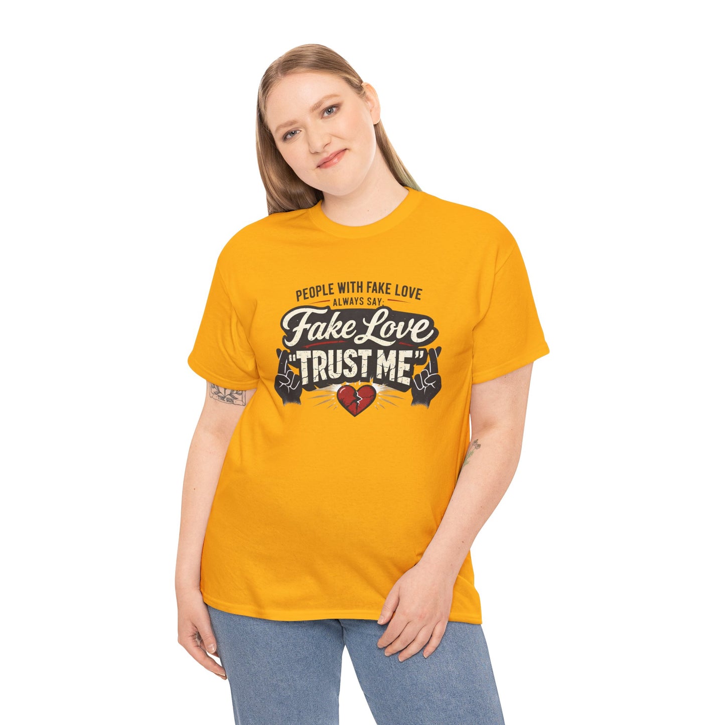 Fake Love Trust Me T-Shirt – Vintage Tattoo Heart Graphic Tee