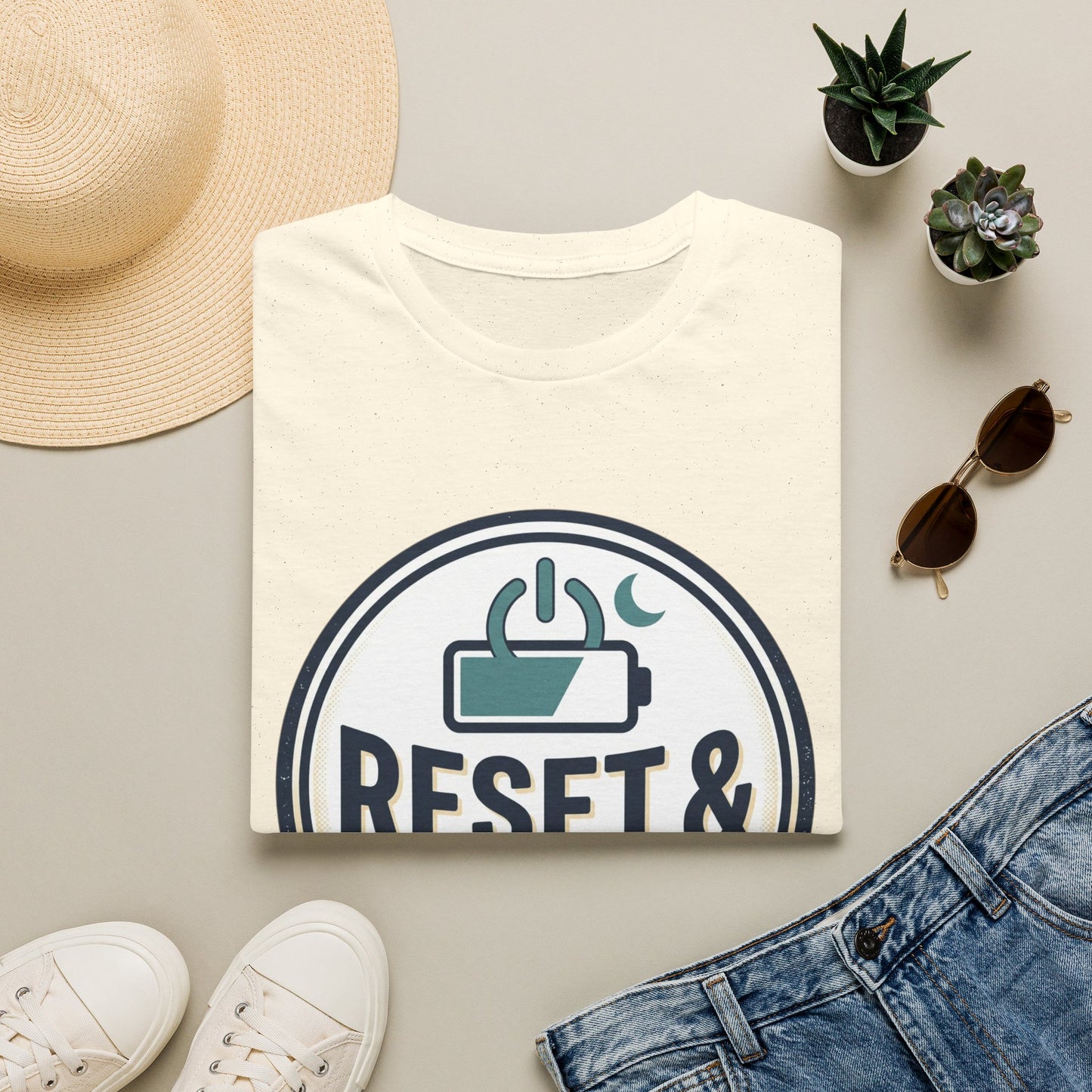 Reset & Recharge T-Shirt — Self-Care Relaxation Graphic Tee