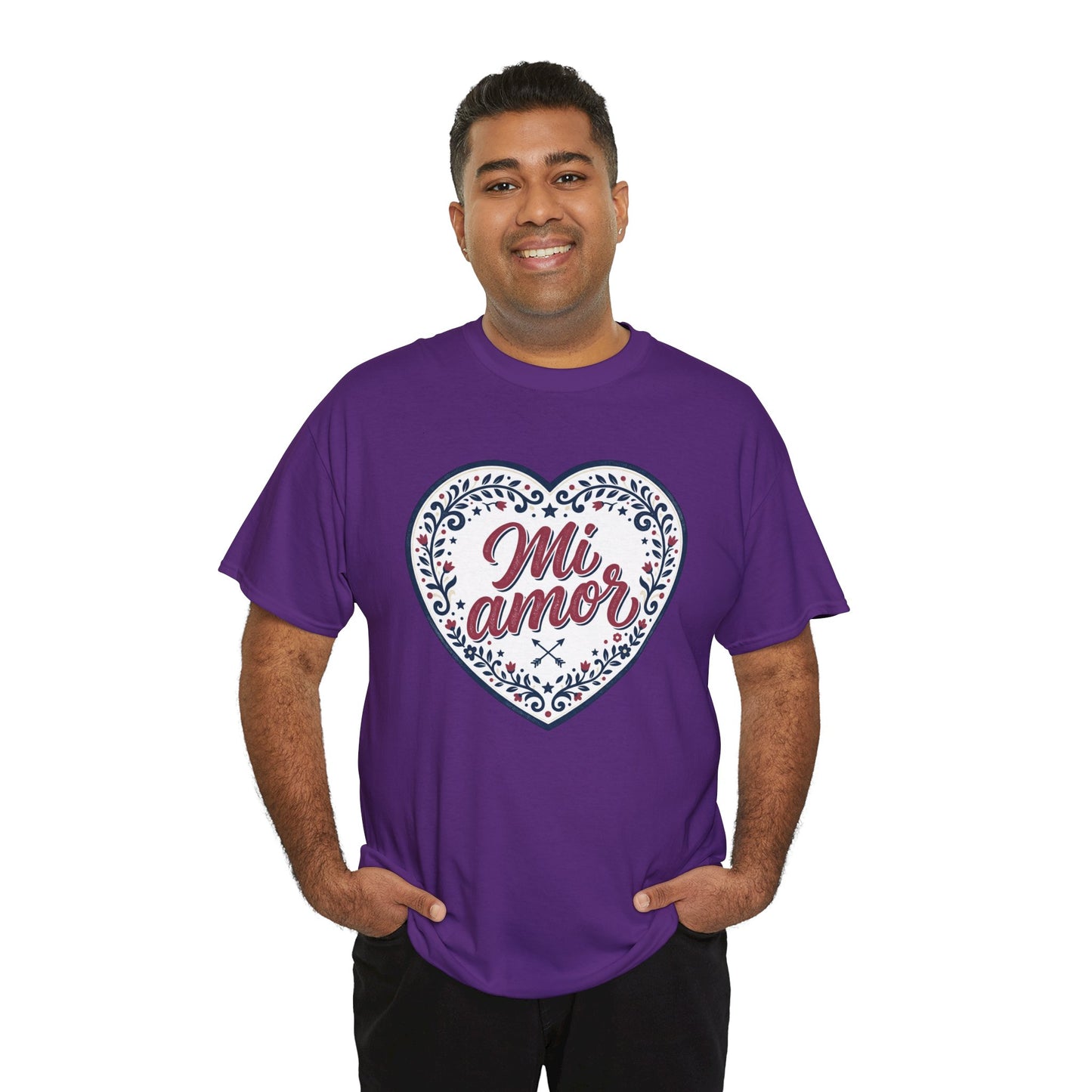 Mi Amor Heart T-Shirt — Romantic Floral Graphic Tee for Valentine’s Day