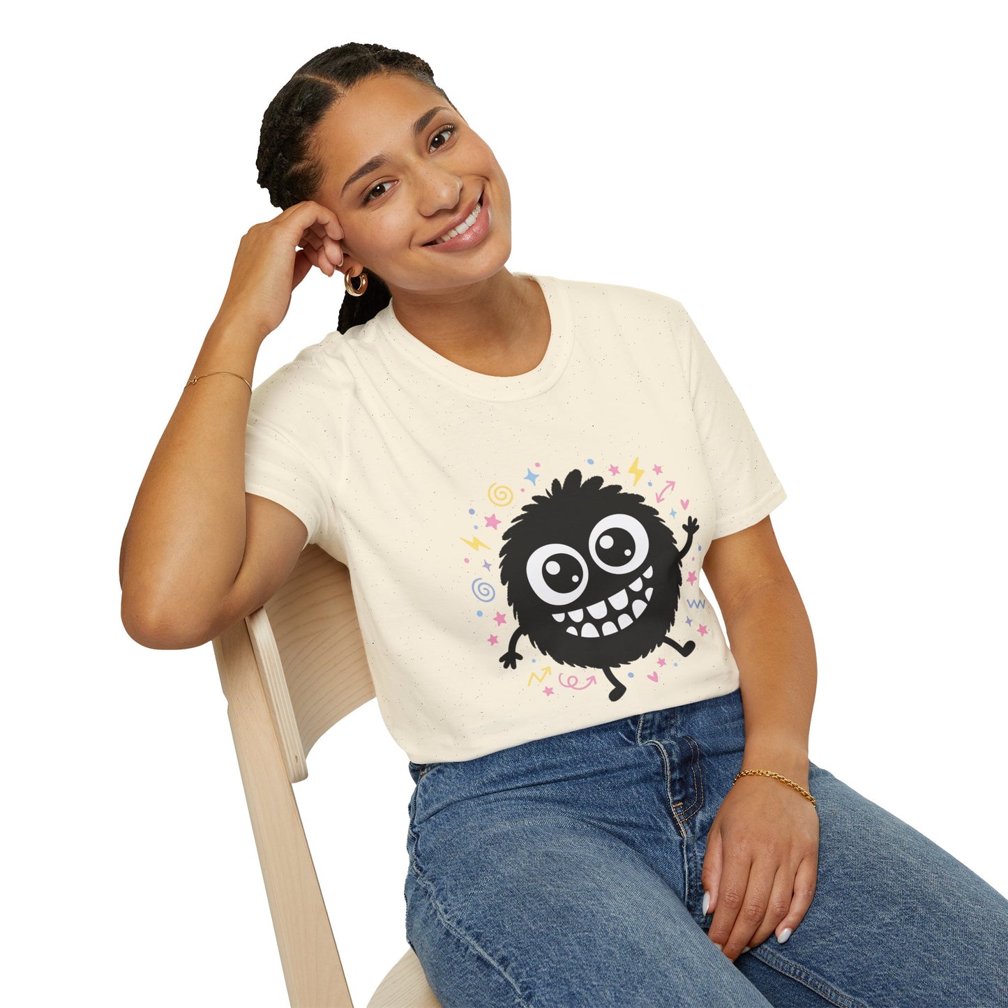 Cute Fuzzy Monster T-Shirt — Playful Cartoon Graphic Tee for Kids & Adults