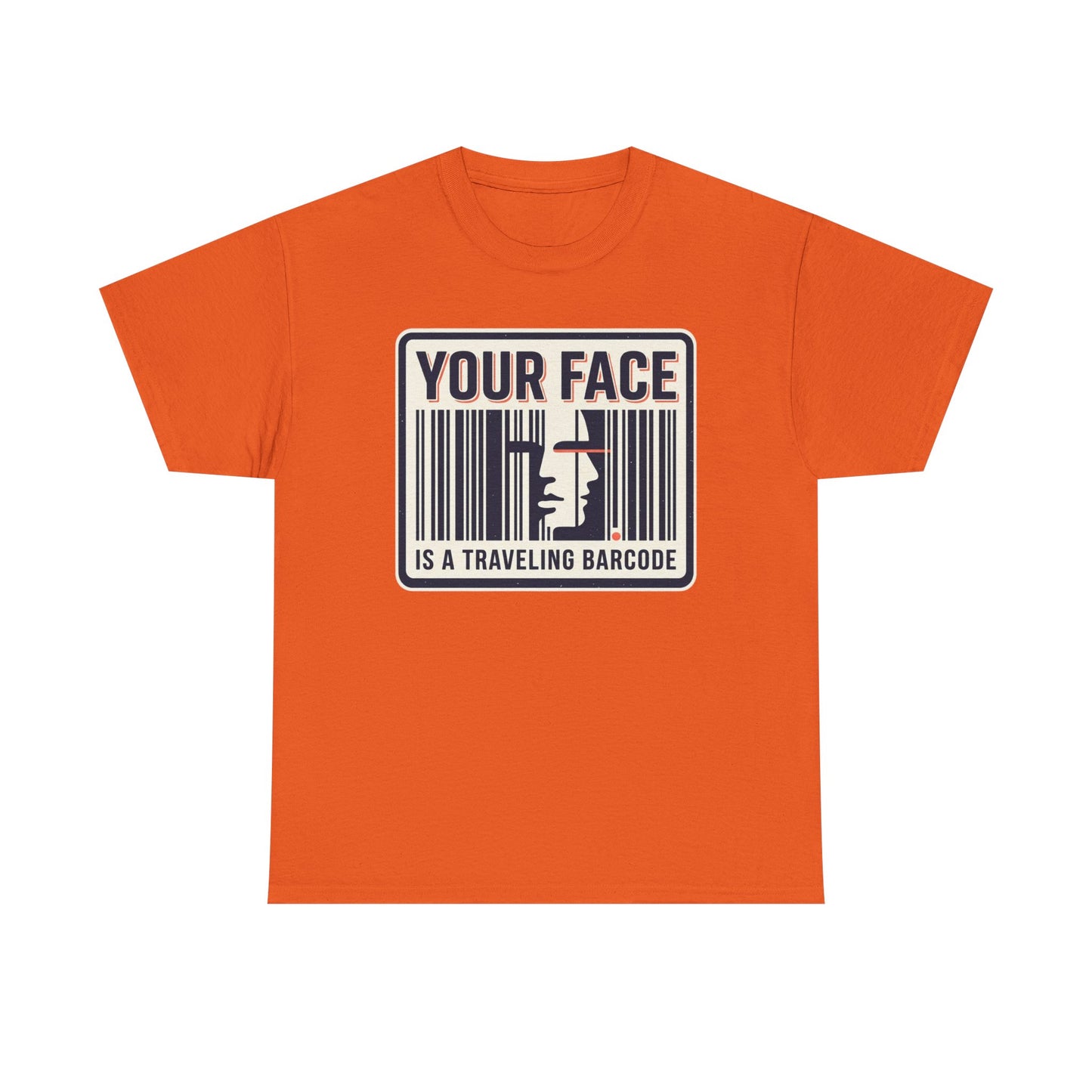 "Your Face Is a Traveling Barcode" Graphic Tee