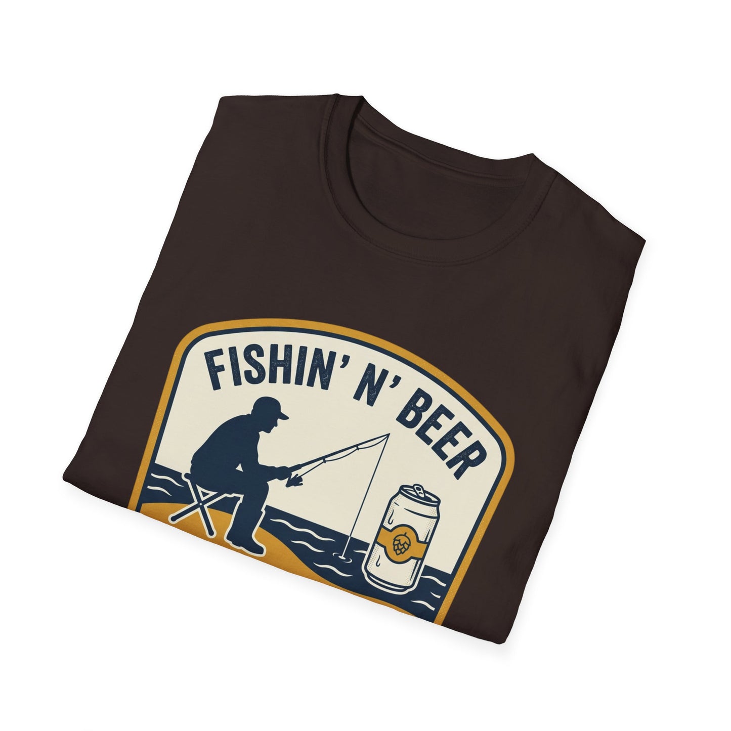 Fishing N' Beer T-Shirt — "Fishin' N' Beer That's Why I'm Here" Fishing Graphic Shirt