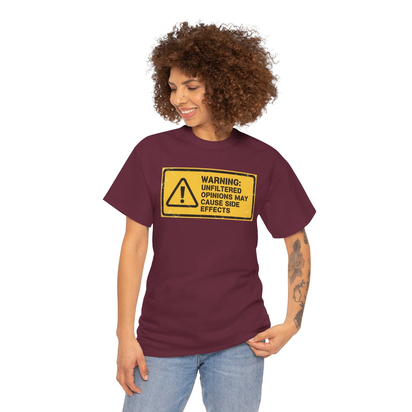 T-Shirt — "Warning: Unfiltered Opinions May Cause Side Effects" Graphic Tee